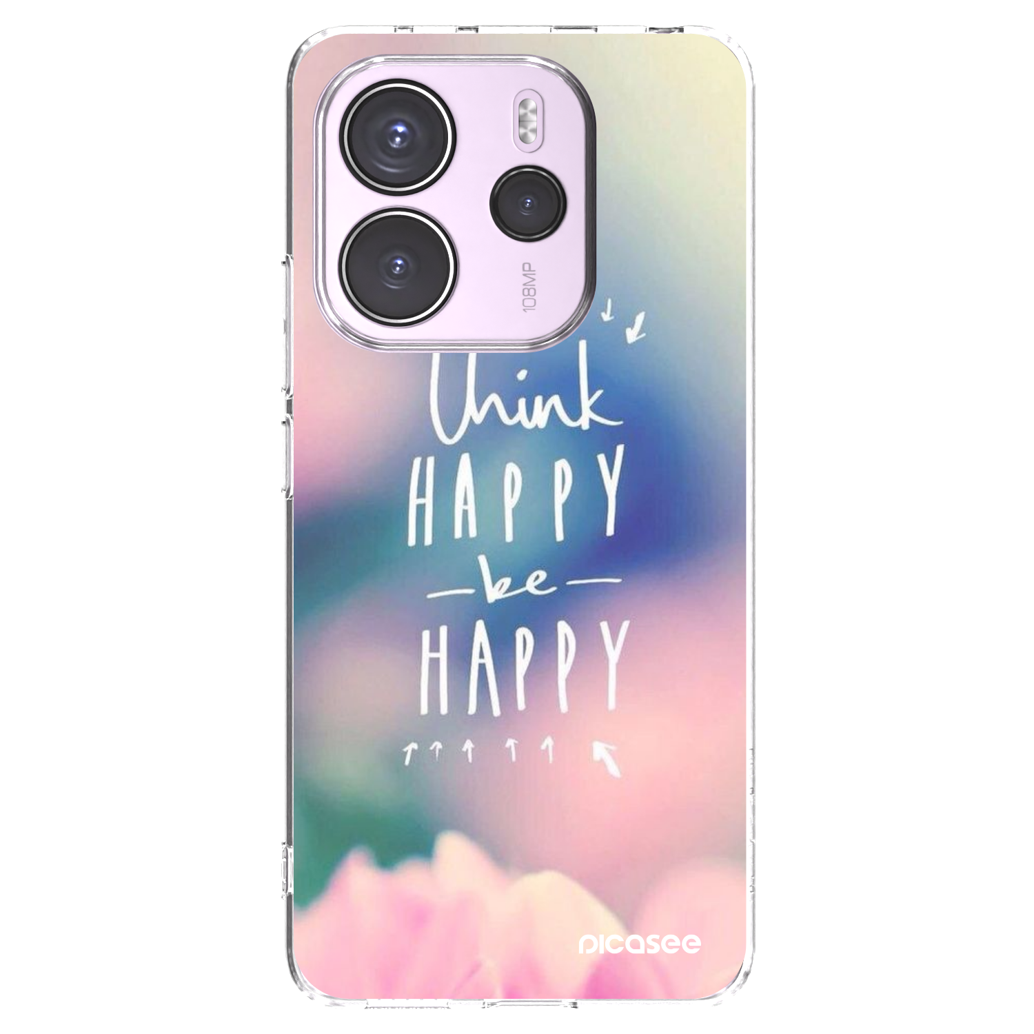 Picasee silikonowe przeźroczyste etui na Xiaomi Redmi Note 14 4G - Think happy be happy
