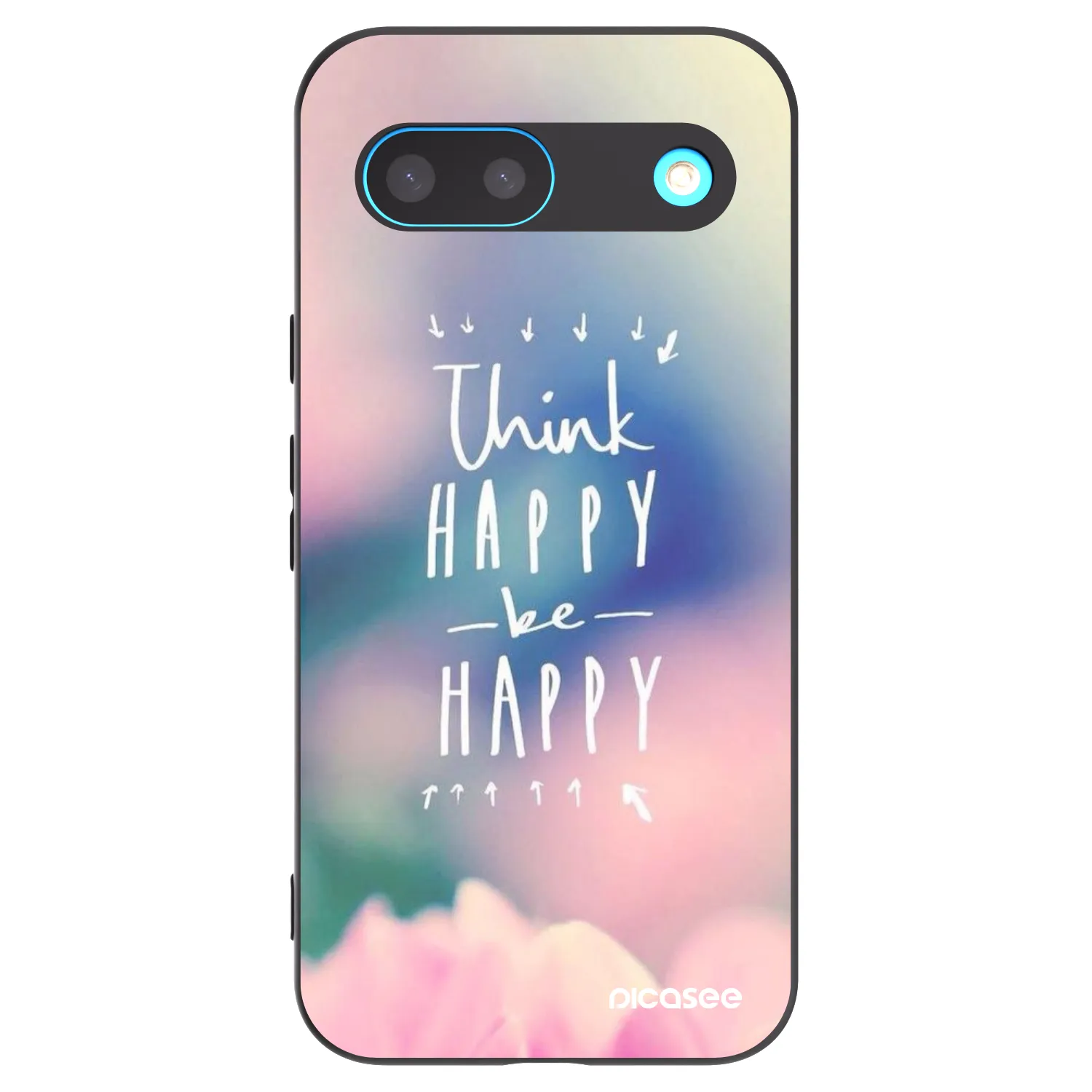 Picasee silikonowe czarne etui na Google Pixel 8 - Think happy be happy