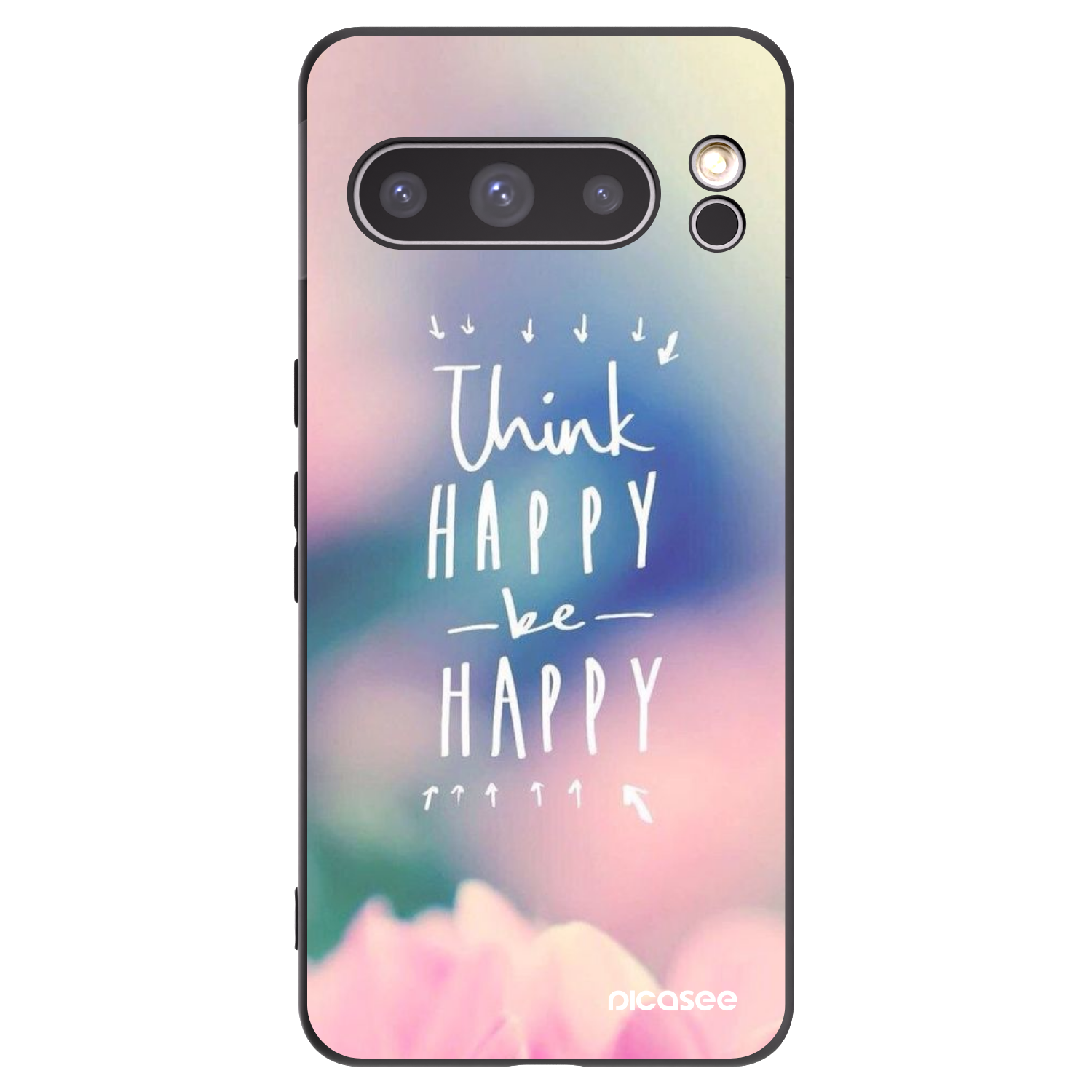 Picasee silikonowe czarne etui na Google Pixel 8 Pro - Think happy be happy