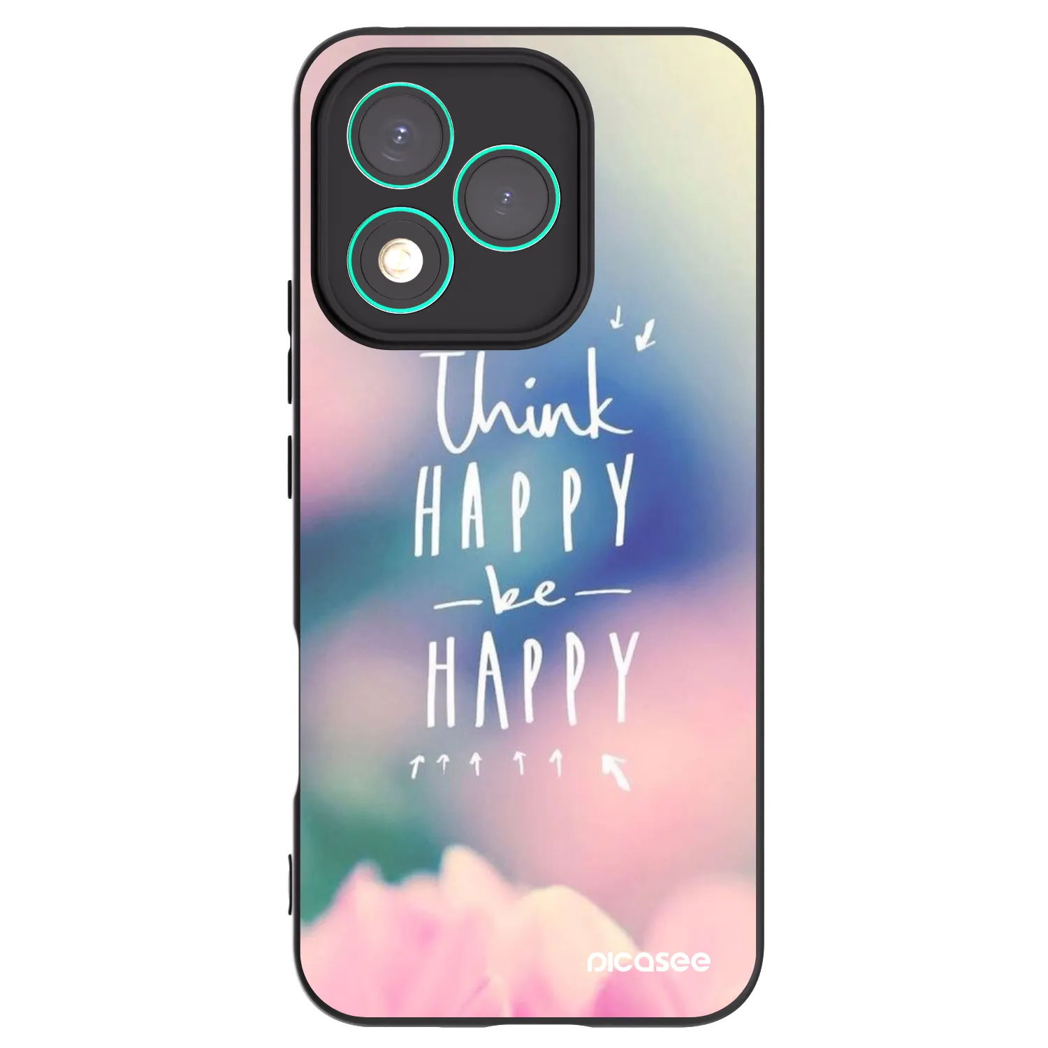 Picasee silikonowe czarne etui na Honor 400 Lite 5G - Think happy be happy