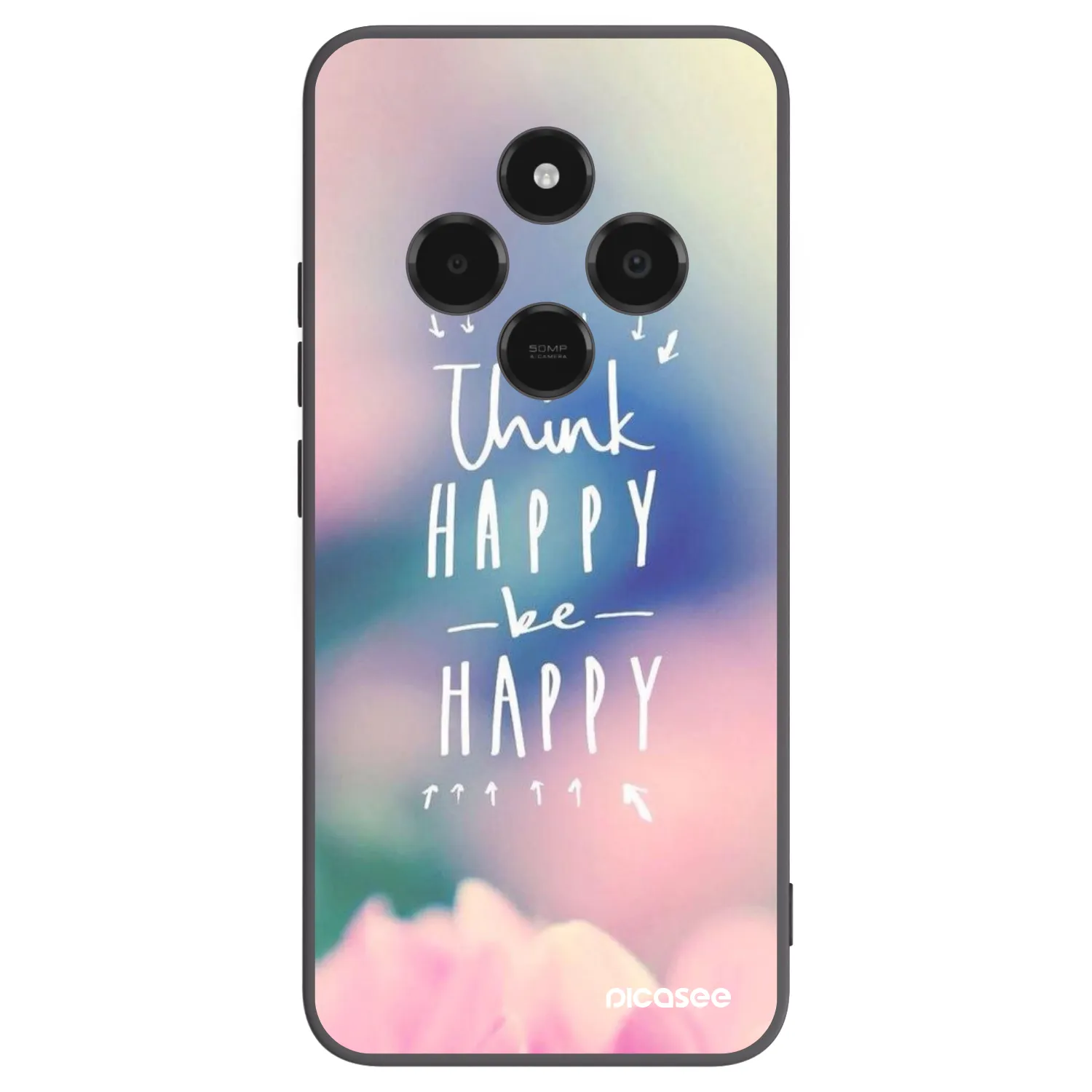 Picasee silikonowe czarne etui na Xiaomi Poco C75 - Think happy be happy