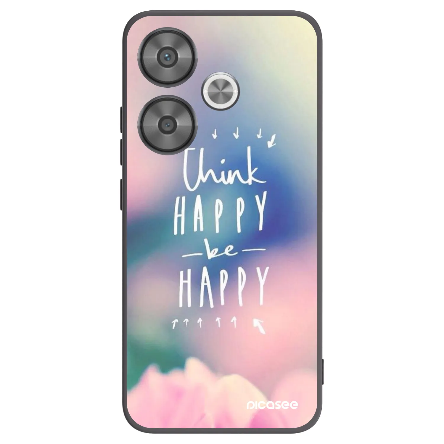Picasee silikonowe czarne etui na Xiaomi Poco F6 - Think happy be happy