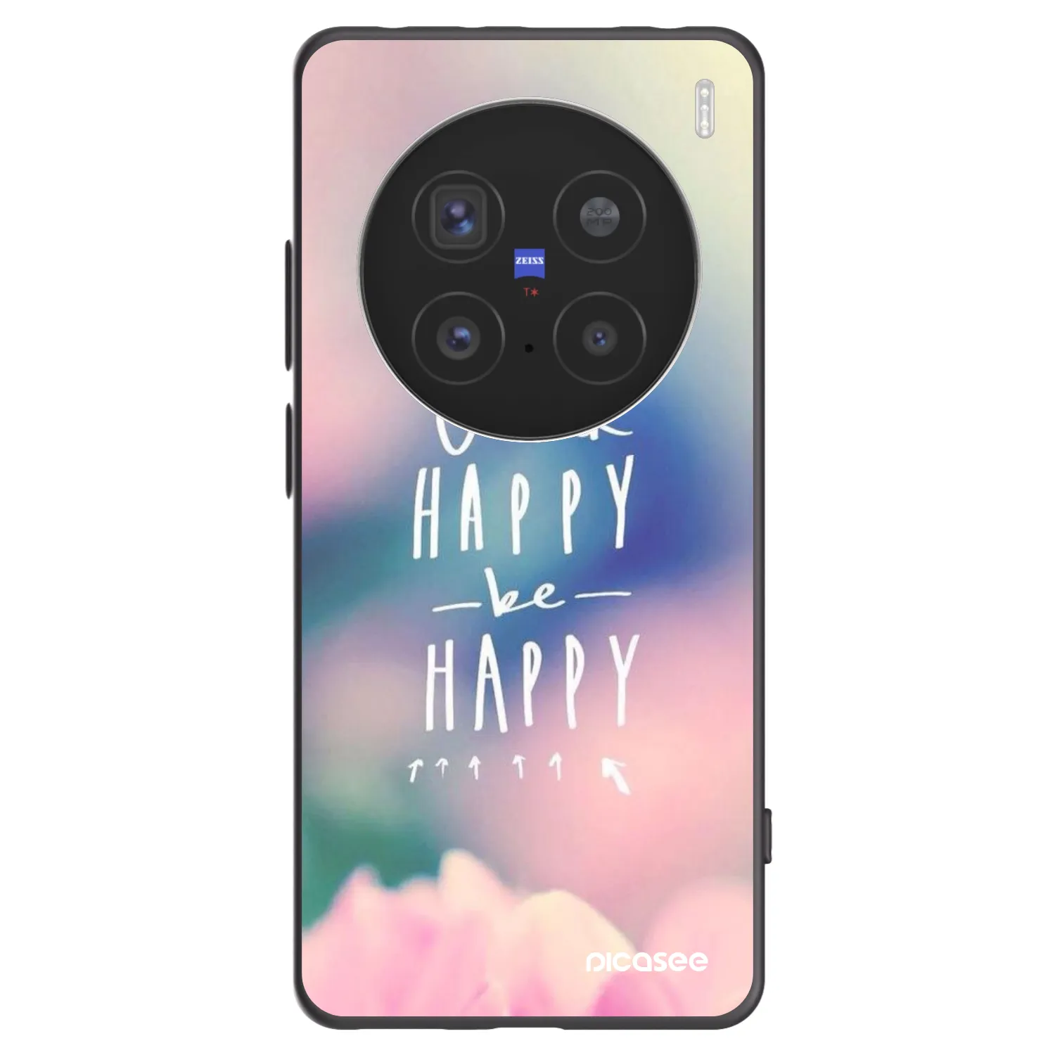 Picasee silikonowe czarne etui na Vivo X200 Pro - Think happy be happy