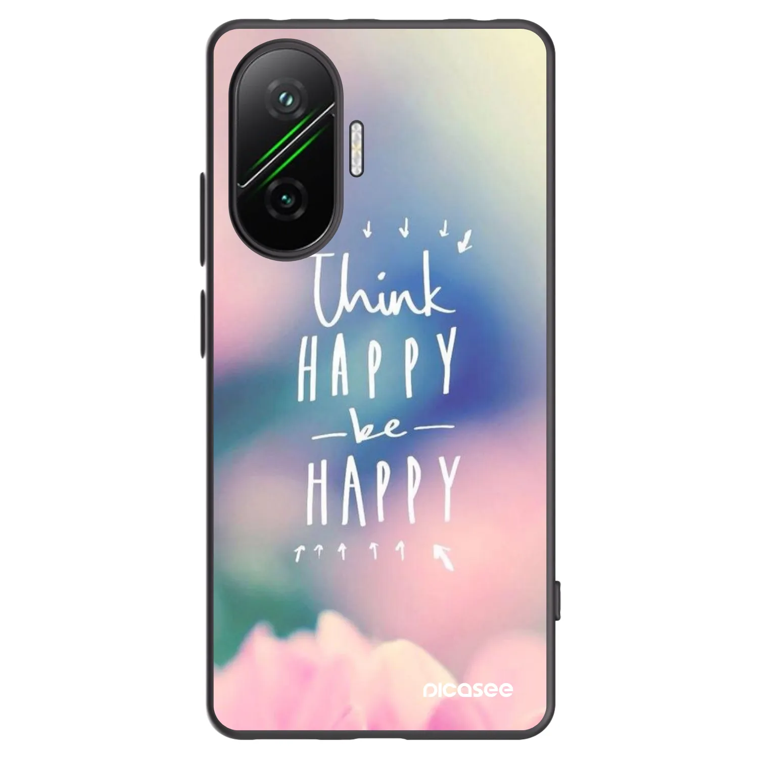 Picasee silikonowe czarne etui na Xiaomi Poco F7 Pro 5G - Think happy be happy