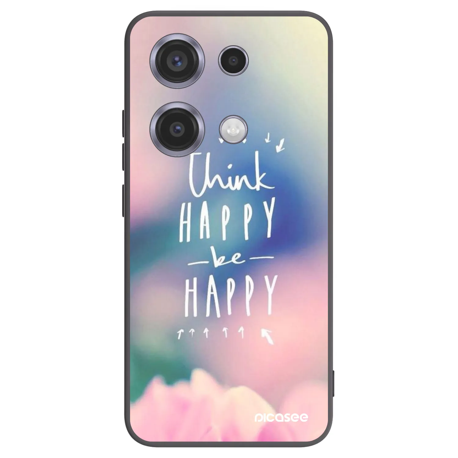 Picasee silikonowe czarne etui na Xiaomi Redmi Note 14S - Think happy be happy