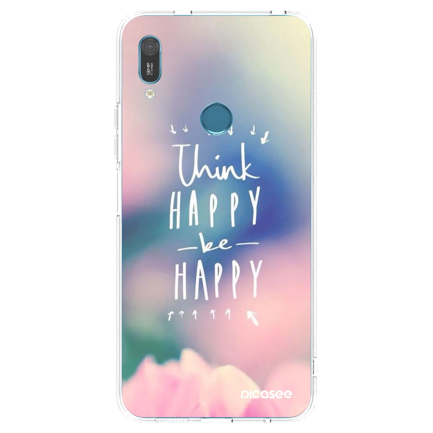 Picasee silikonowe przeźroczyste etui na Huawei Y6 2019 - Think happy be happy