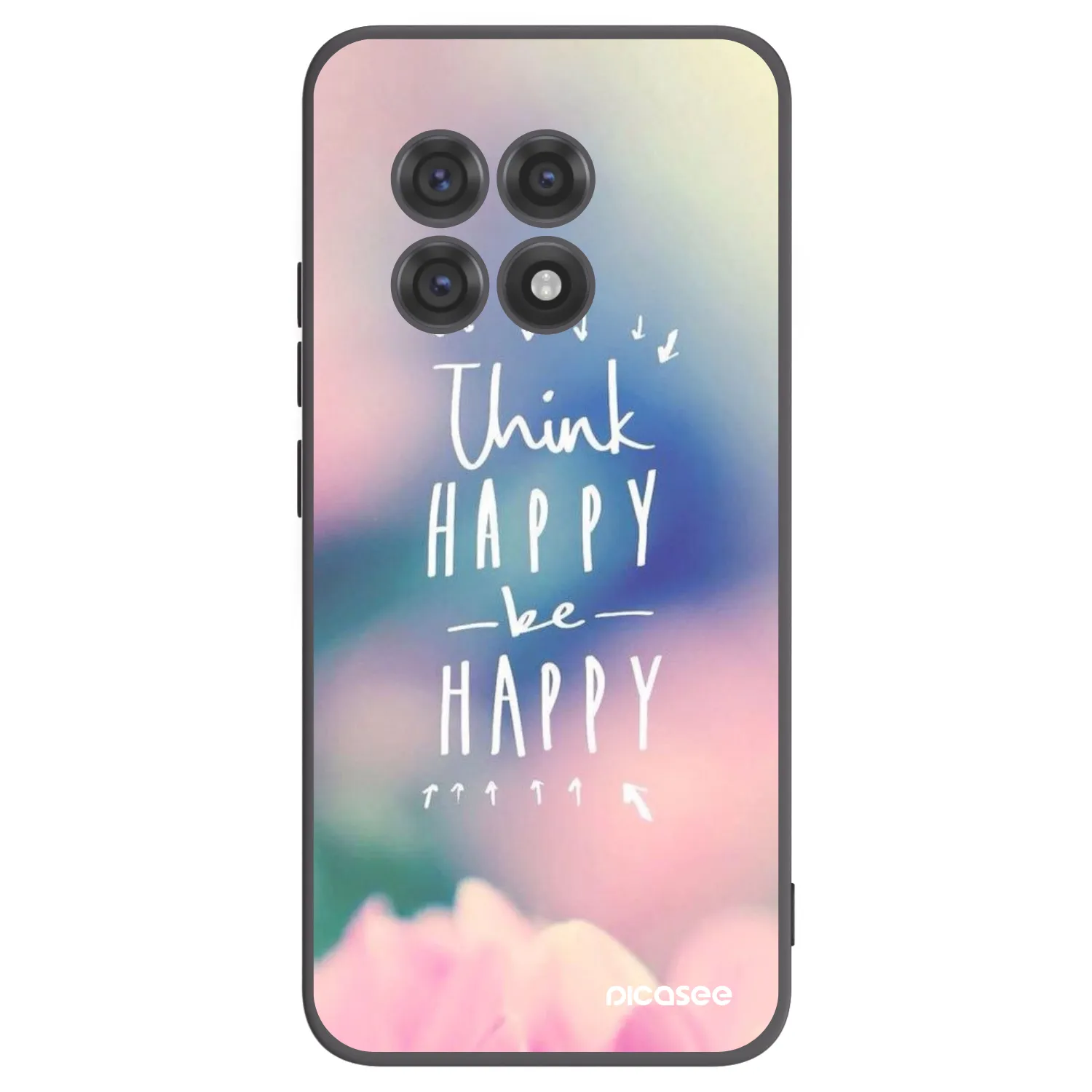 Picasee silikonowe czarne etui na OnePlus 13R 5G - Think happy be happy
