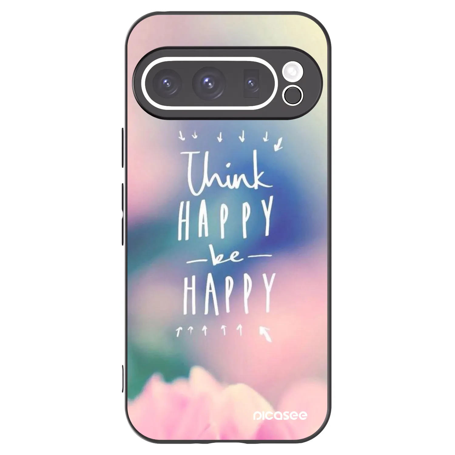 Picasee silikonowe czarne etui na Google Pixel 9 Pro XL - Think happy be happy