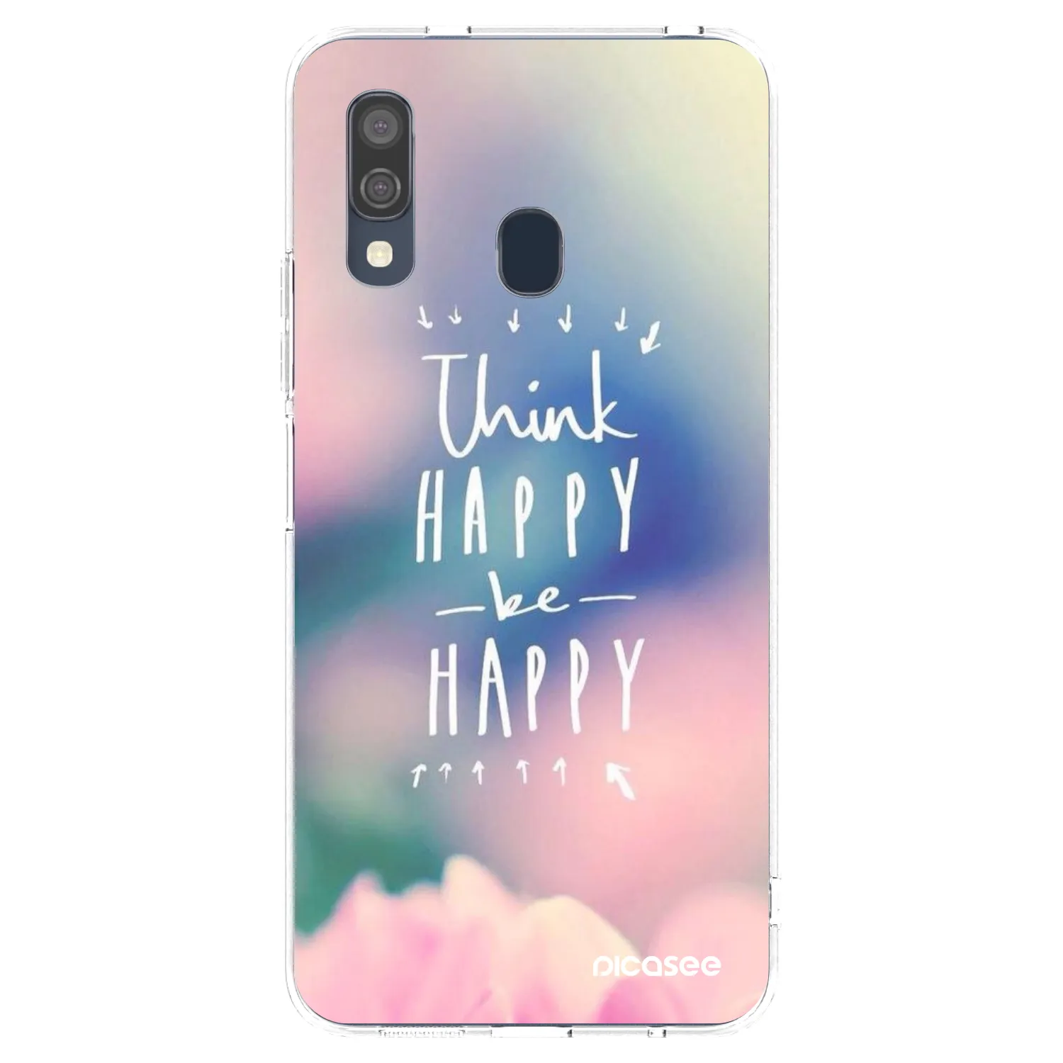 Picasee silikonowe przeźroczyste etui na Samsung Galaxy A40 A405F - Think happy be happy