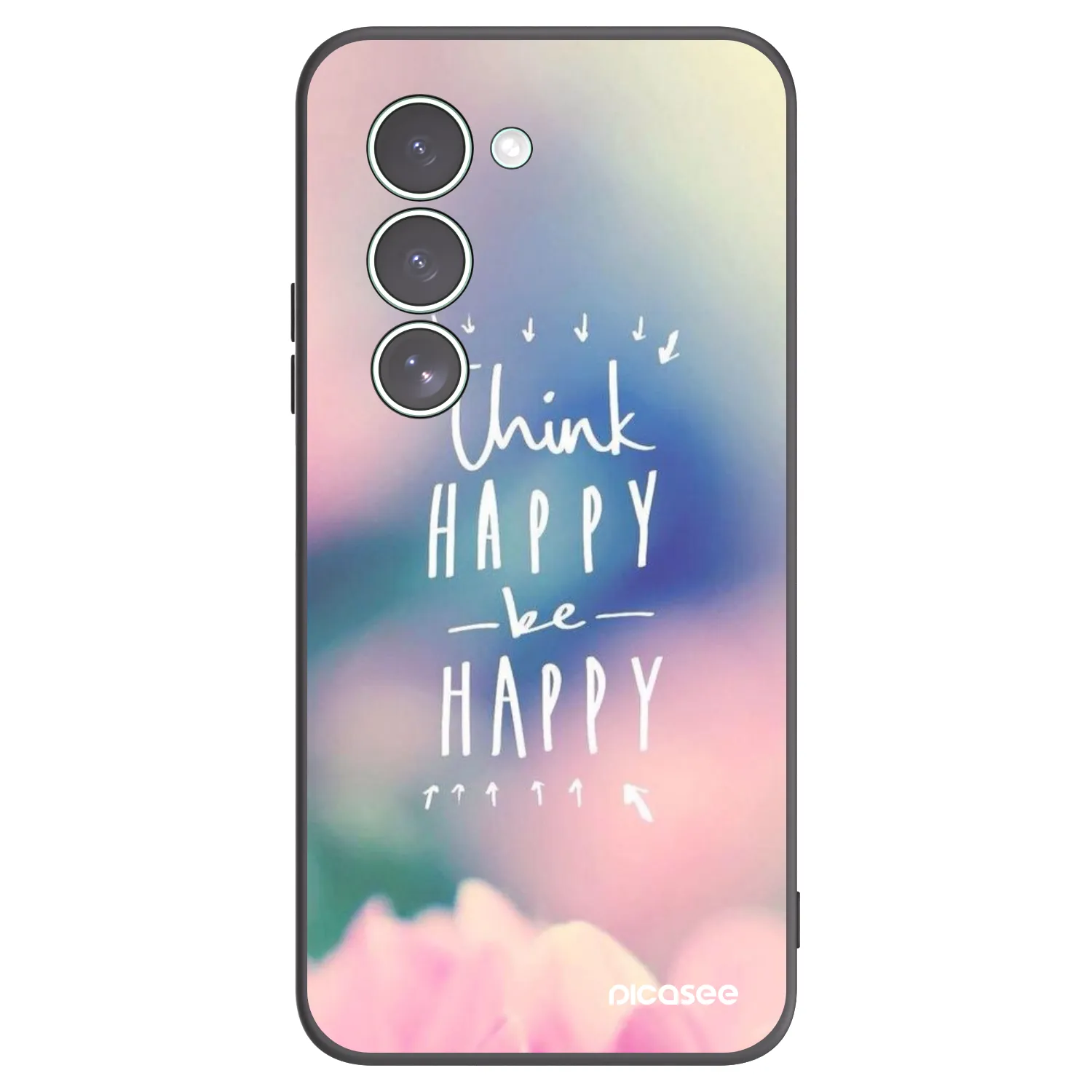 Picasee silikonowe czarne etui na Xiaomi Redmi 15 5G - Think happy be happy