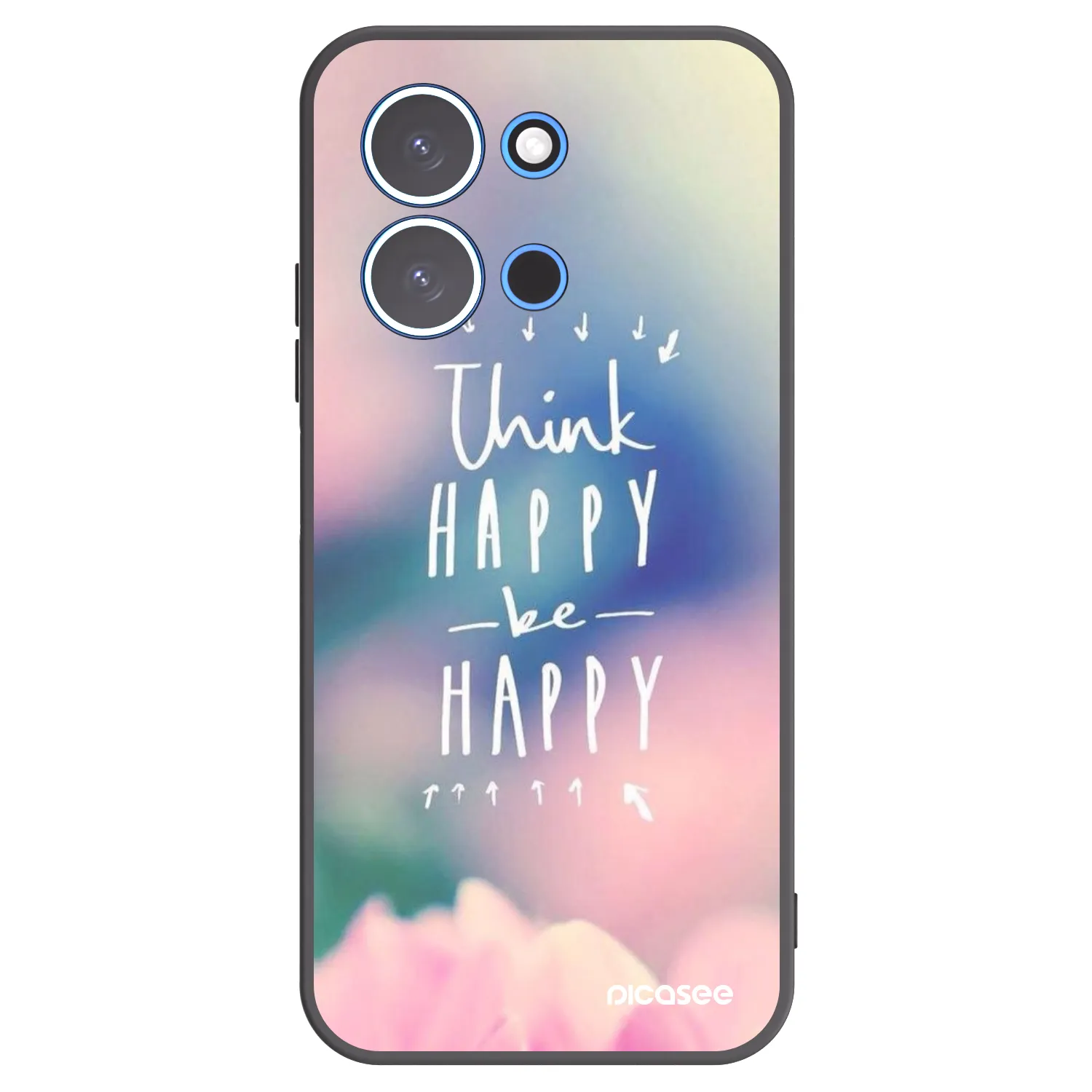 Picasee silikonowe czarne etui na Xiaomi Redmi 15C 4G - Think happy be happy