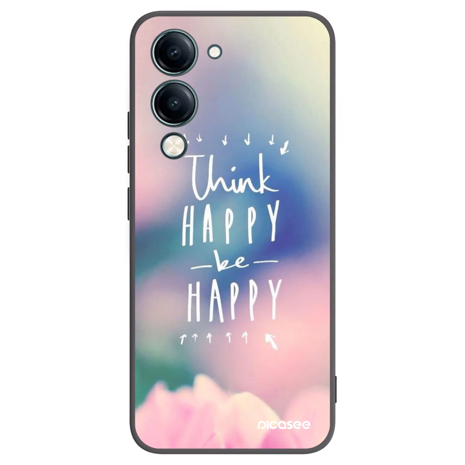 Picasee silikonowe czarne etui na Vivo Y29s 5G - Think happy be happy