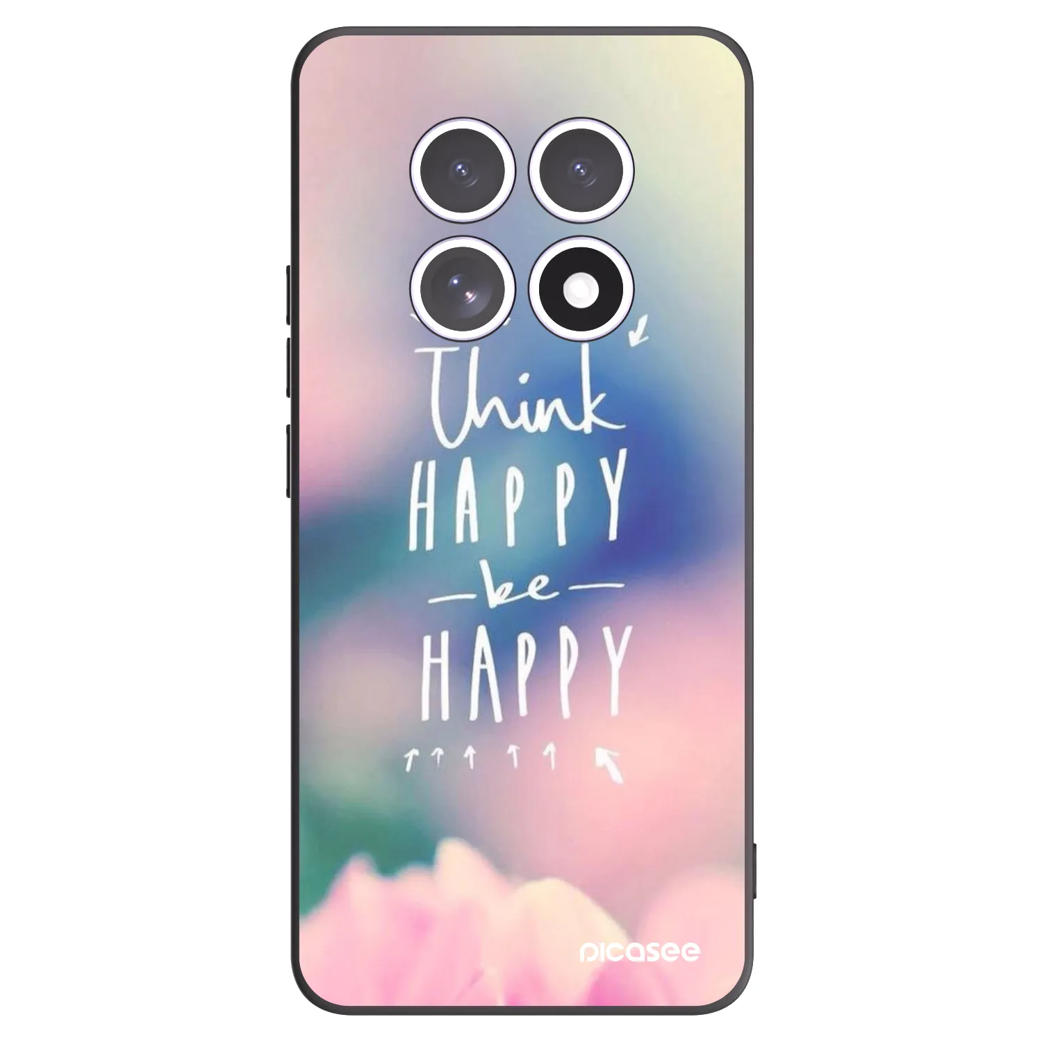 Picasee silikonowe czarne etui na Xiaomi Redmi Note 15 4G - Think happy be happy