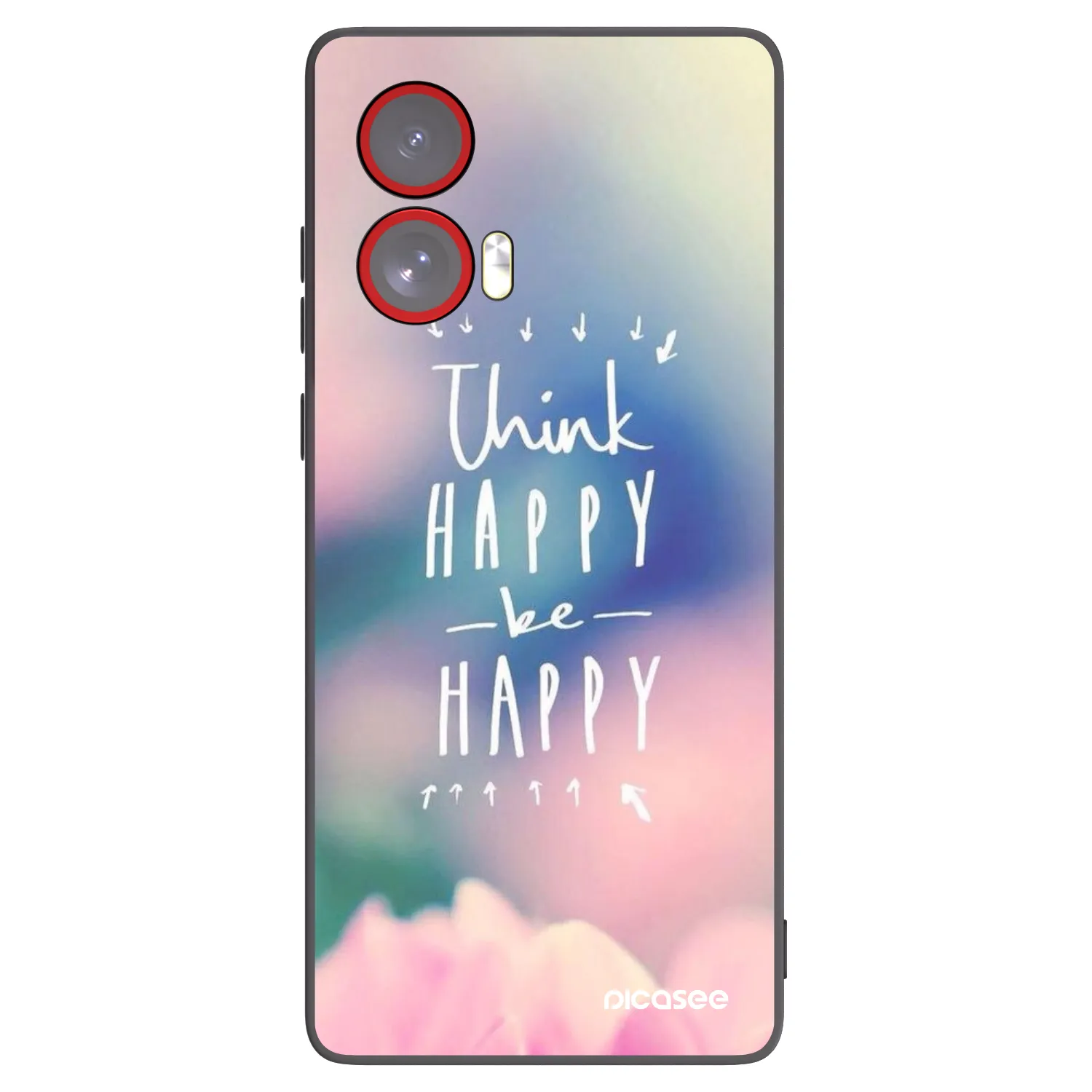 Picasee silikonowe czarne etui na Motorola Edge 50 Fusion - Think happy be happy
