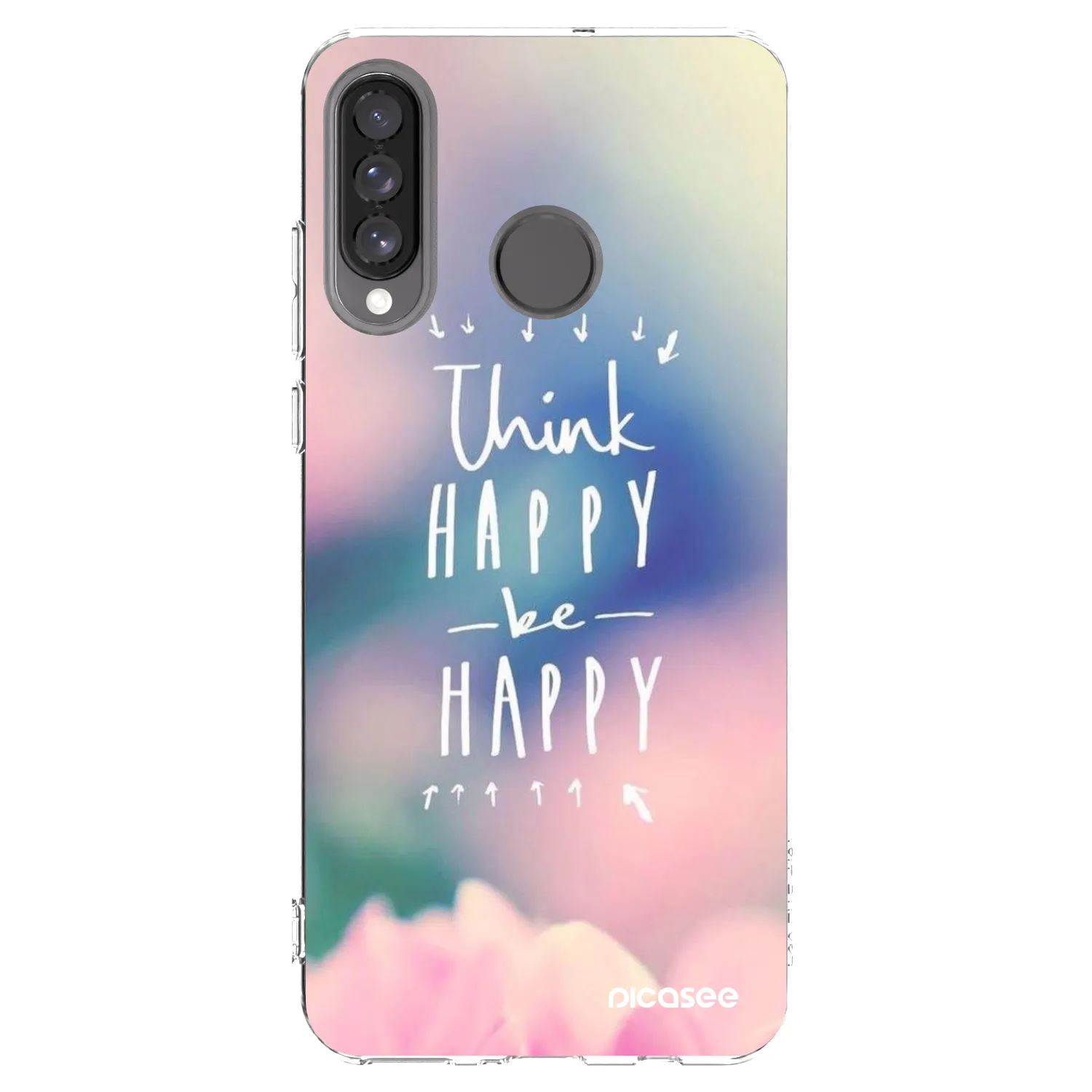 Picasee silikonowe przeźroczyste etui na Huawei P30 Lite - Think happy be happy