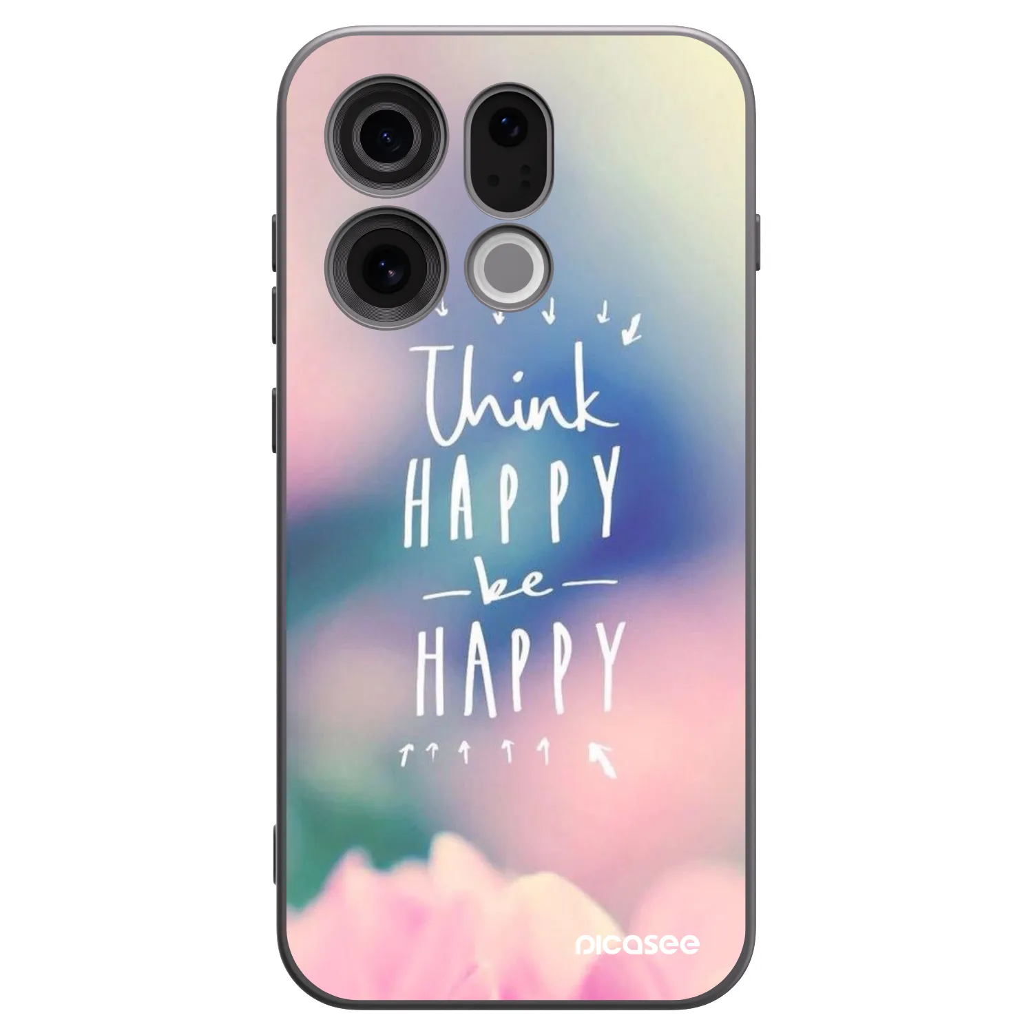 Picasee silikonowe czarne etui na OPPO Find X9 - Think happy be happy