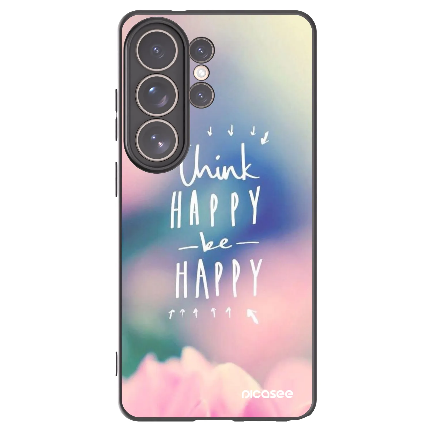 Picasee silikonowe czarne etui na Samsung Galaxy S26 Ultra - Think happy be happy