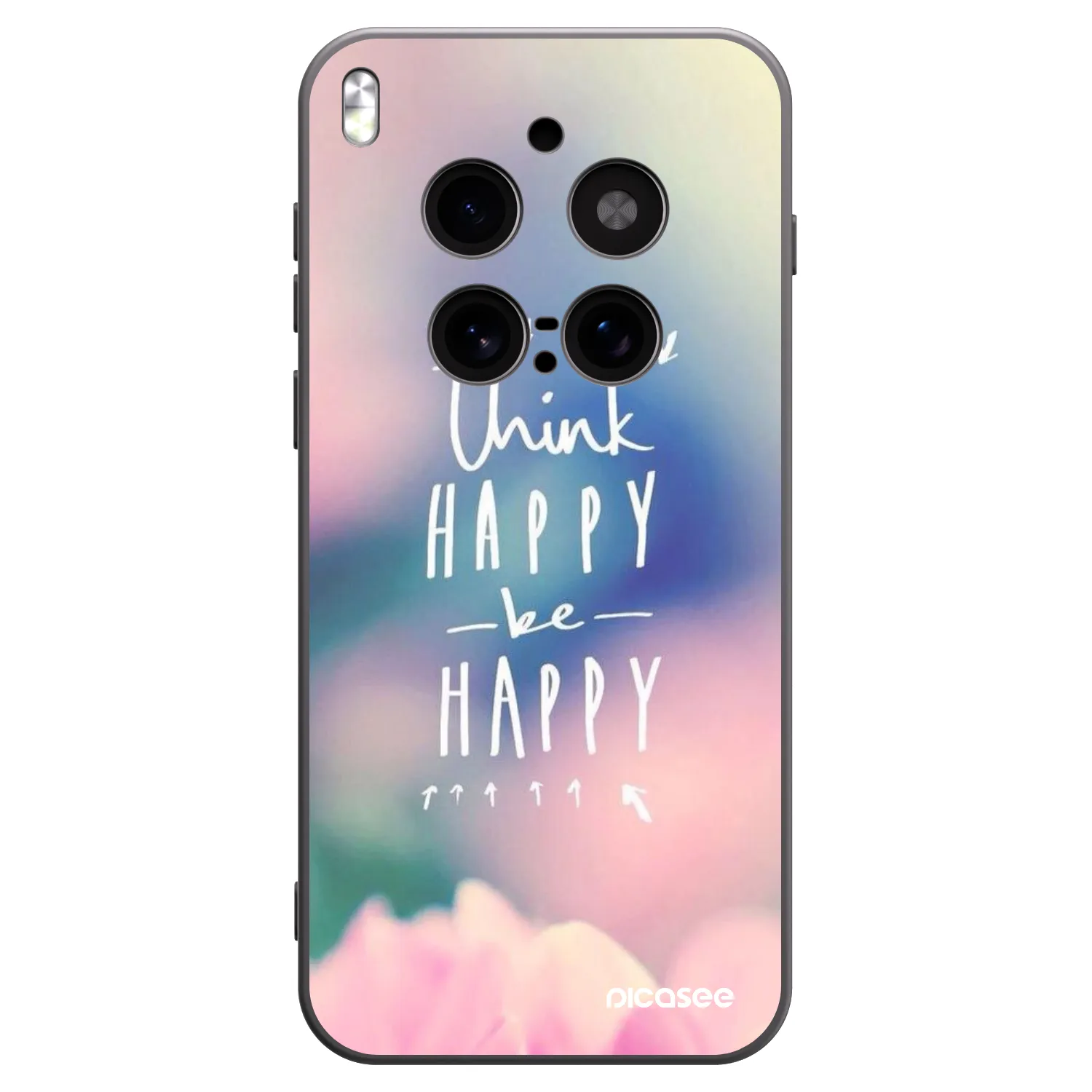 Picasee silikonowe czarne etui na Vivo X300 Pro - Think happy be happy