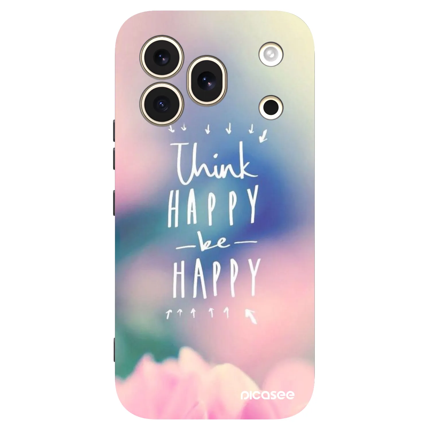 Picasee silikonowe czarne etui na Honor 600 Pro - Think happy be happy