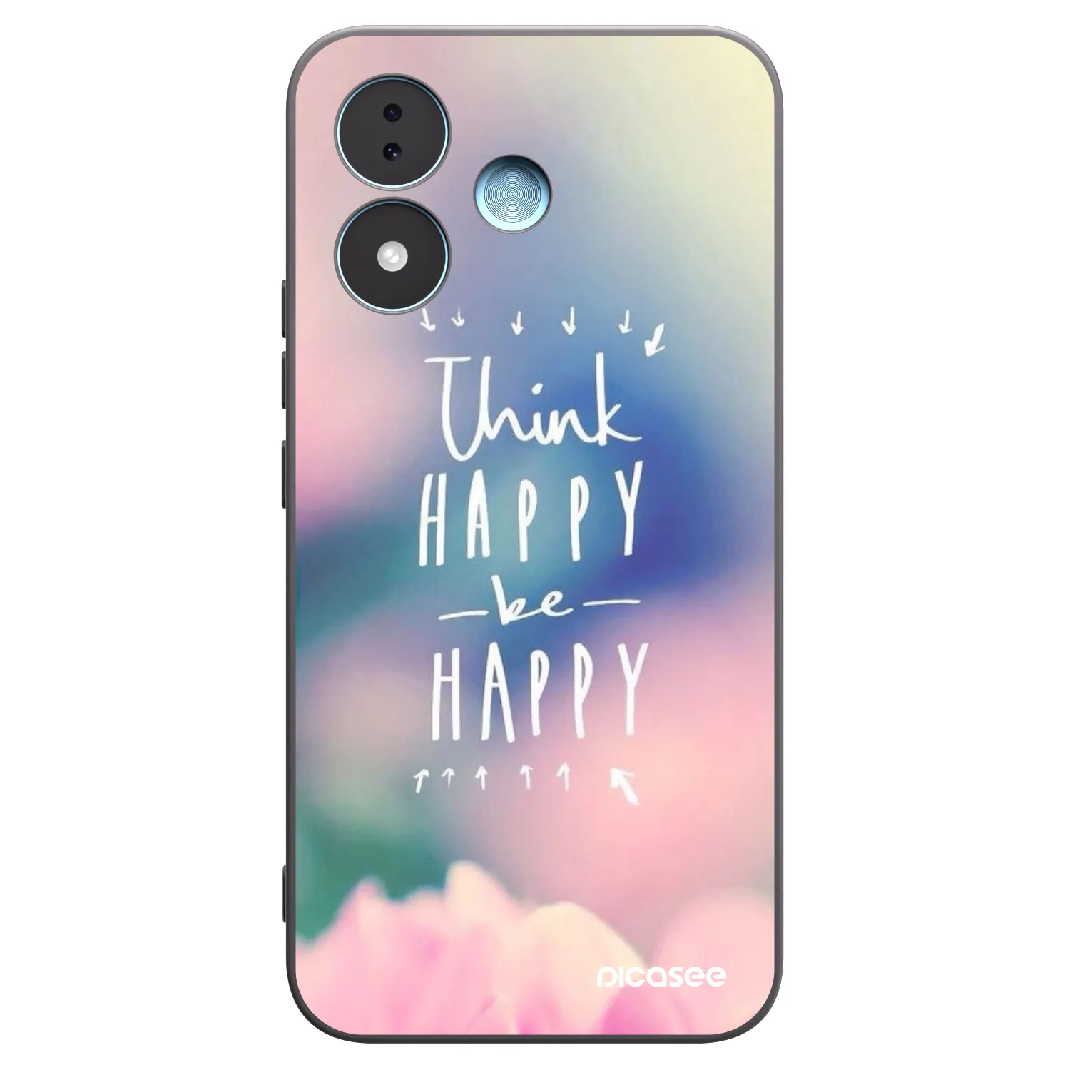 Picasee silikonowe czarne etui na Xiaomi Redmi Note 17 5G - Think happy be happy