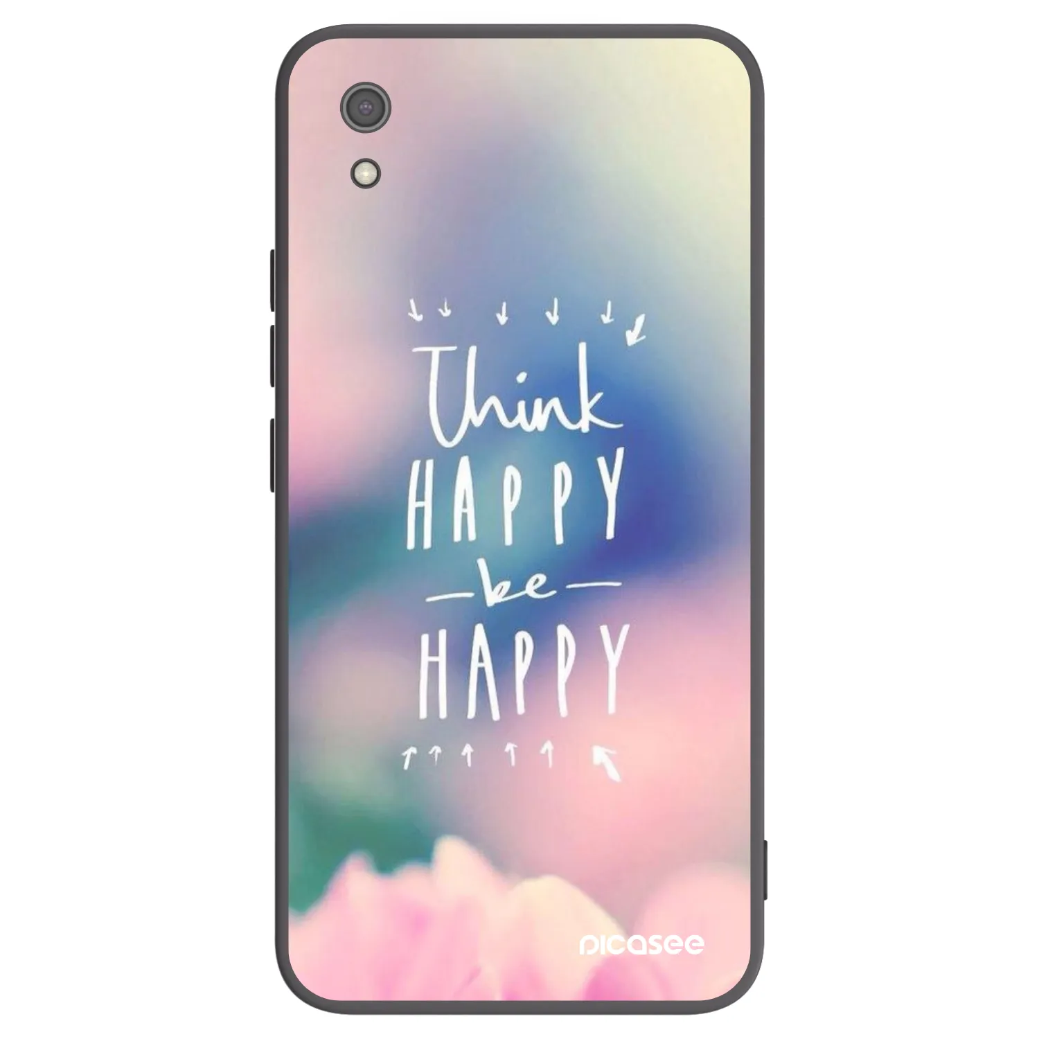 Picasee silikonowe czarne etui na Xiaomi Redmi 7A - Think happy be happy