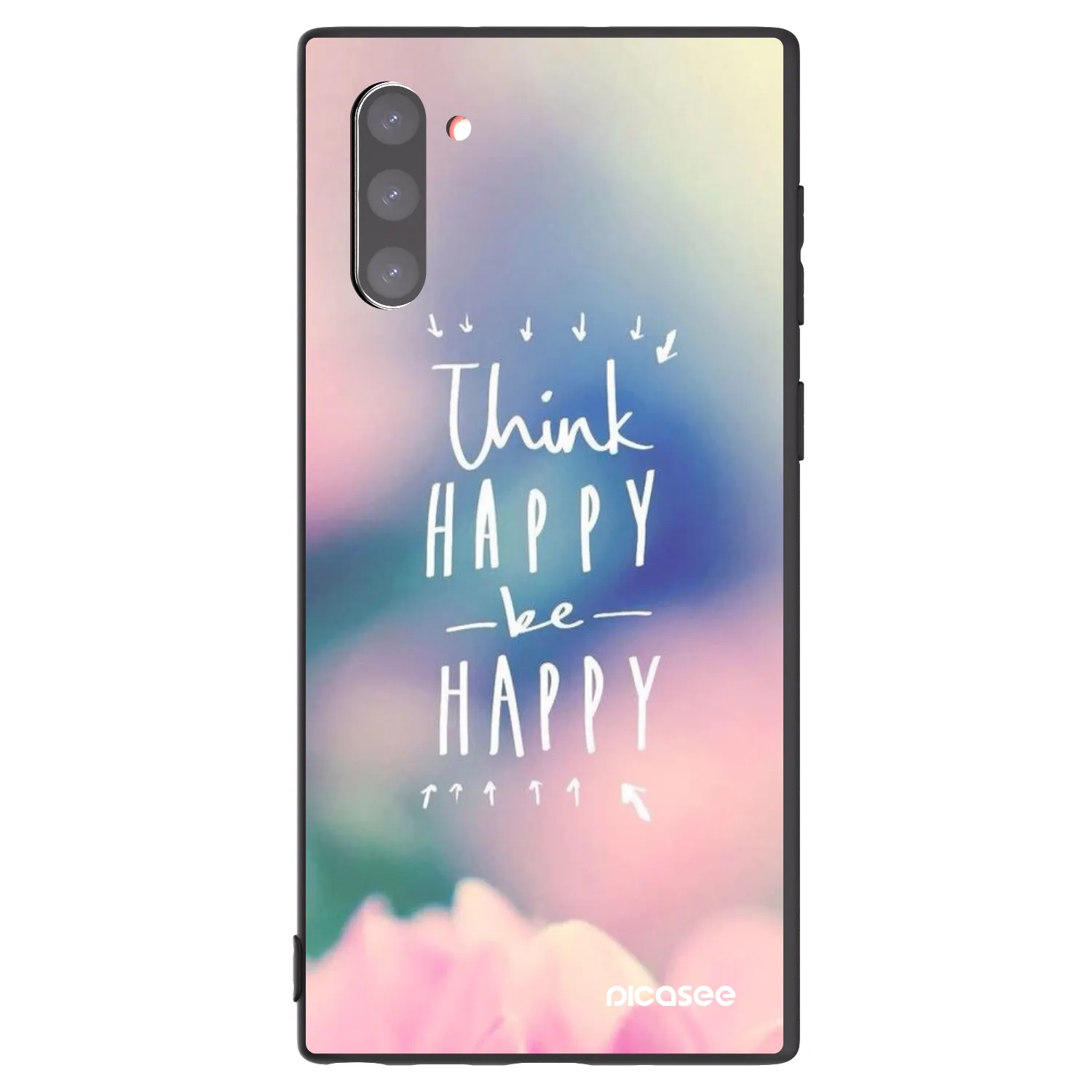 Picasee silikonowe czarne etui na Samsung Galaxy Note 10 N970F - Think happy be happy