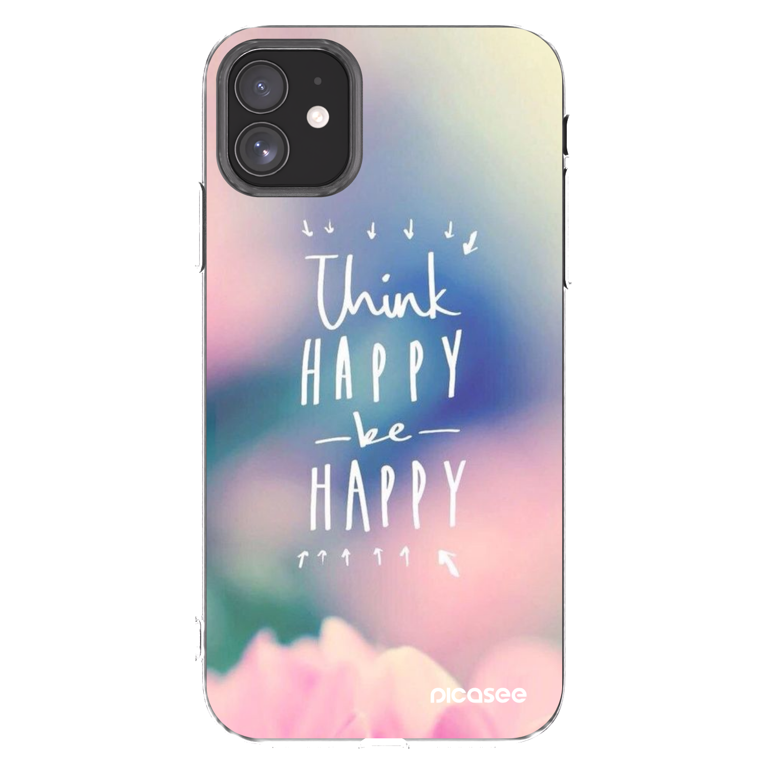 Picasee silikonowe przeźroczyste etui na Apple iPhone 11 - Think happy be happy