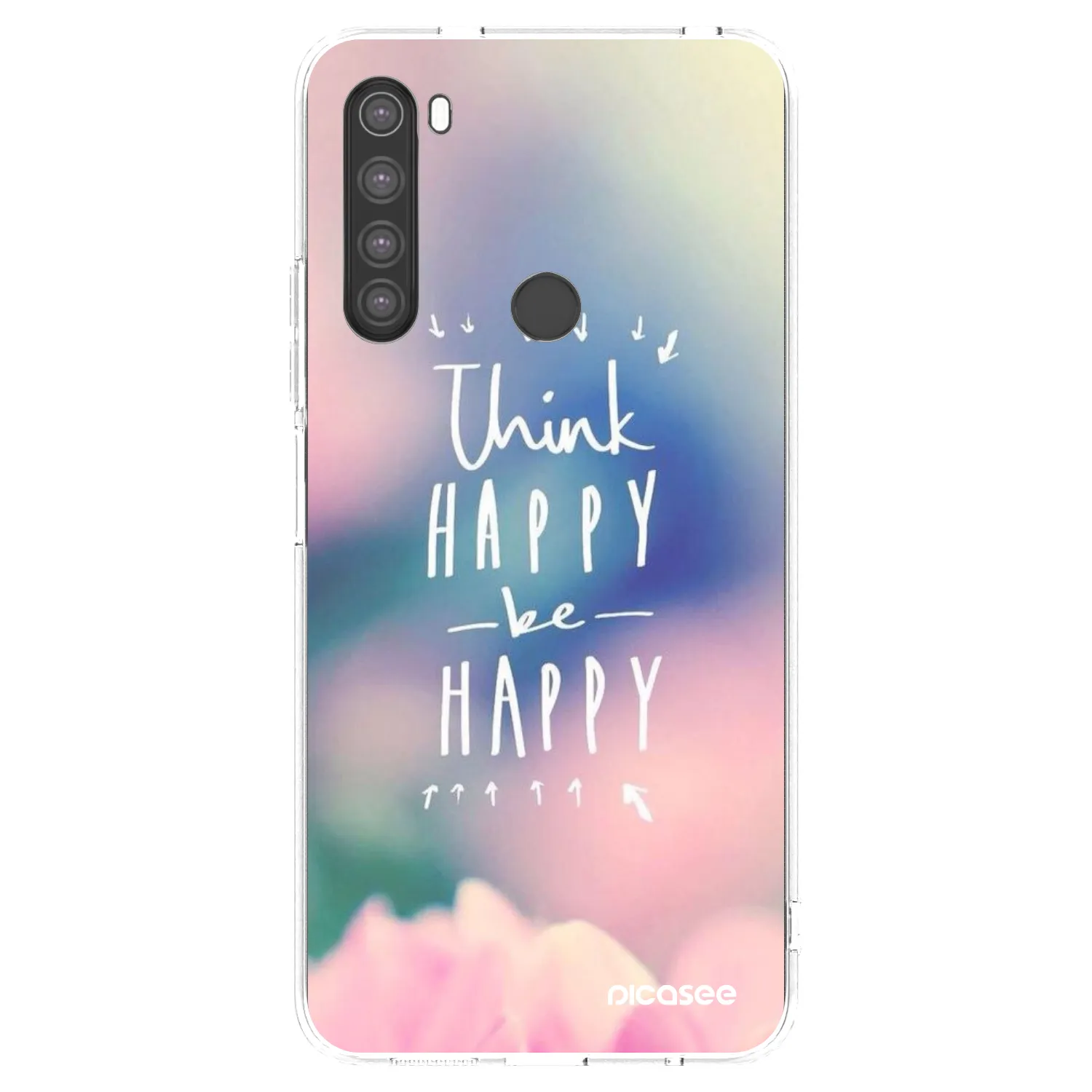 Picasee silikonowe przeźroczyste etui na Xiaomi Redmi Note 8 - Think happy be happy