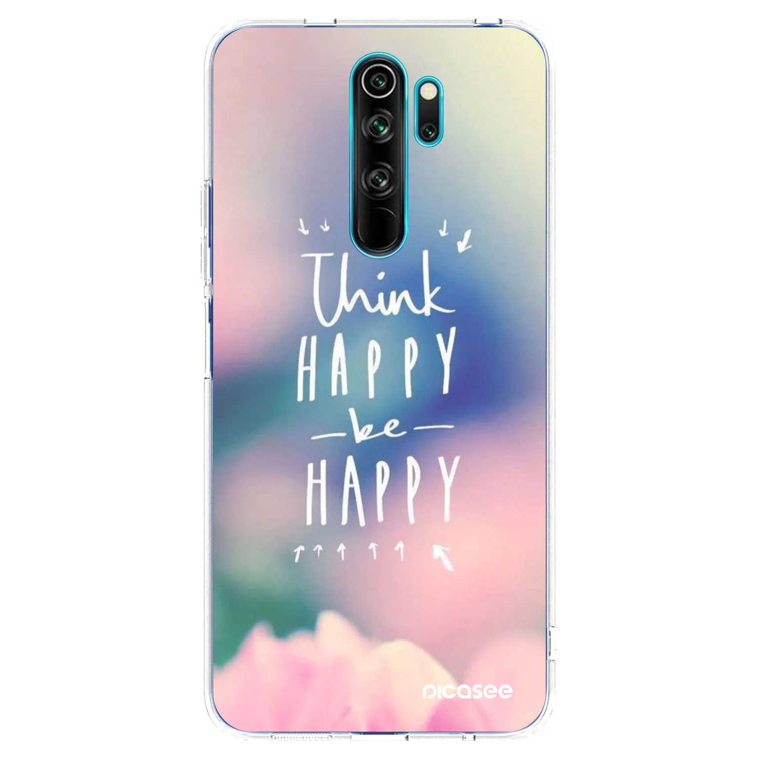 Picasee silikonowe przeźroczyste etui na Xiaomi Redmi Note 8 Pro - Think happy be happy
