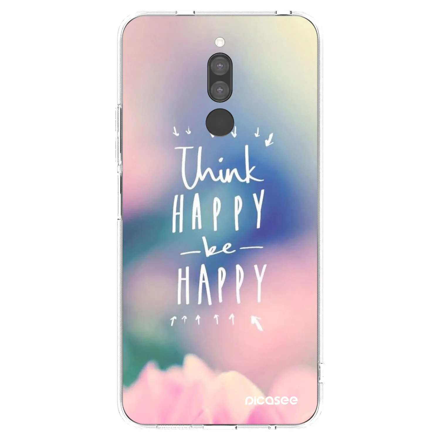 Picasee silikonowe przeźroczyste etui na Xiaomi Redmi 8 - Think happy be happy
