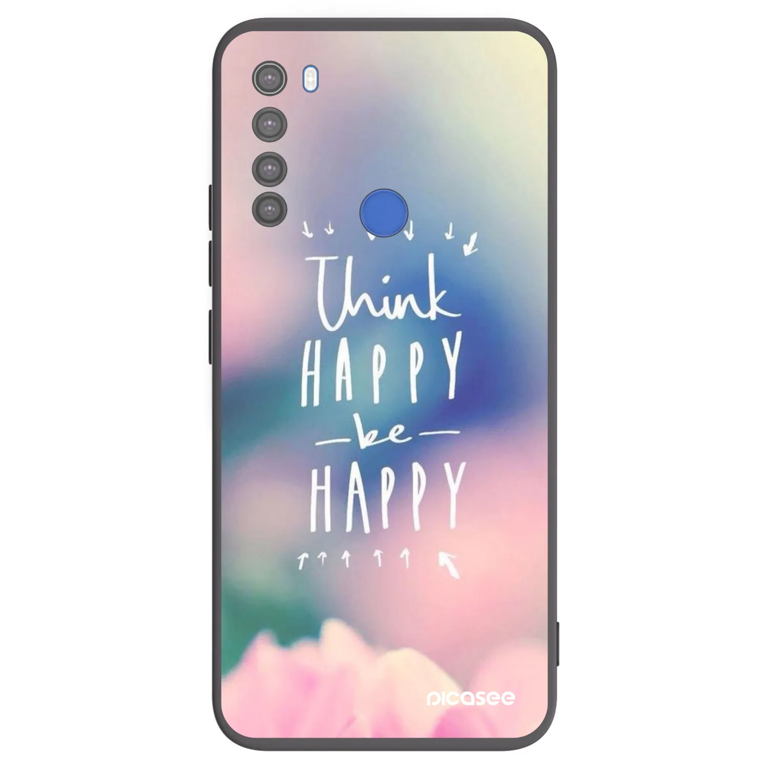 Picasee silikonowe czarne etui na Xiaomi Redmi Note 8T - Think happy be happy