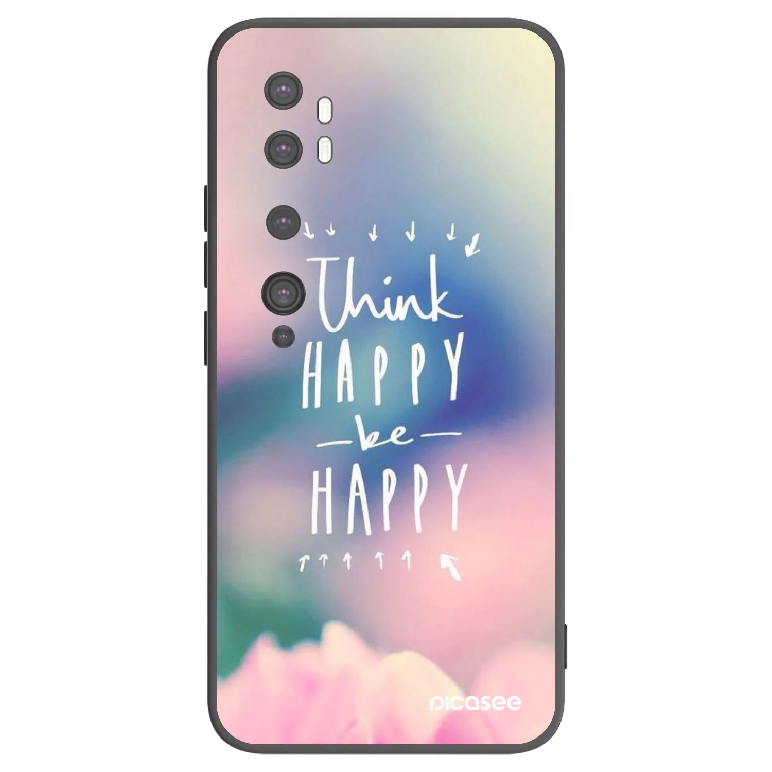 Picasee silikonowe czarne etui na Xiaomi Mi Note 10 (Pro) - Think happy be happy