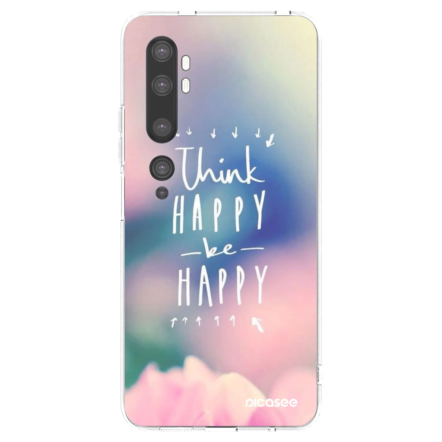 Picasee silikonowe przeźroczyste etui na Xiaomi Mi Note 10 (Pro) - Think happy be happy