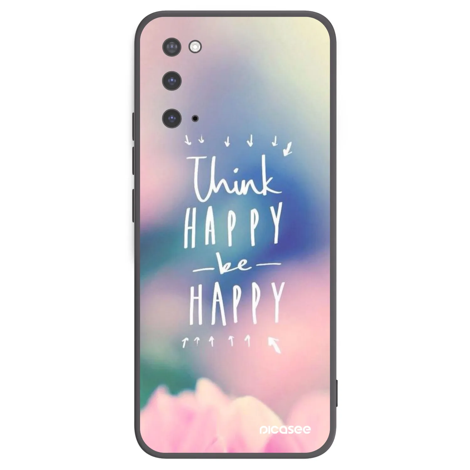 Picasee silikonowe czarne etui na Samsung Galaxy S20 G980F - Think happy be happy
