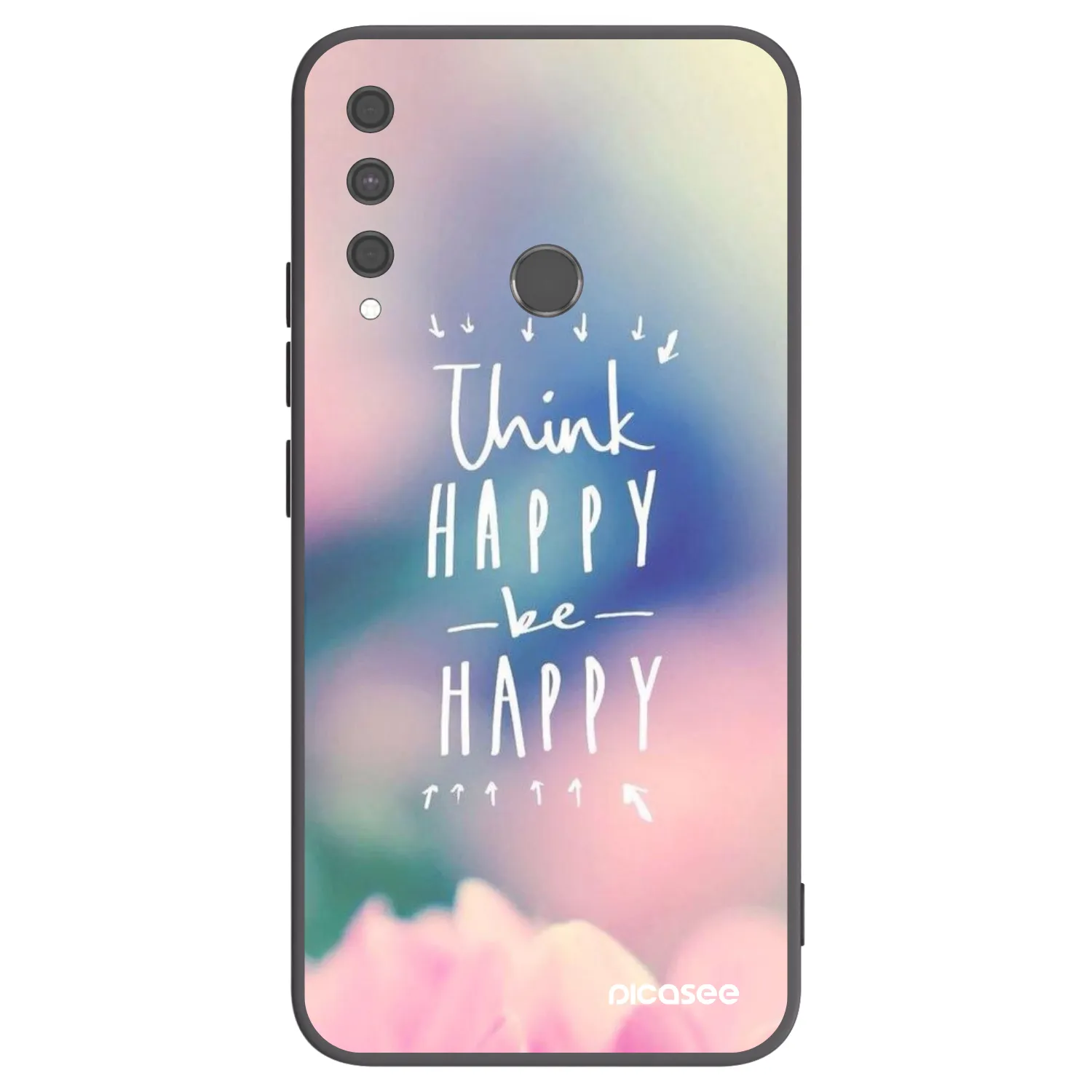Picasee silikonowe czarne etui na Huawei P40 Lite E - Think happy be happy