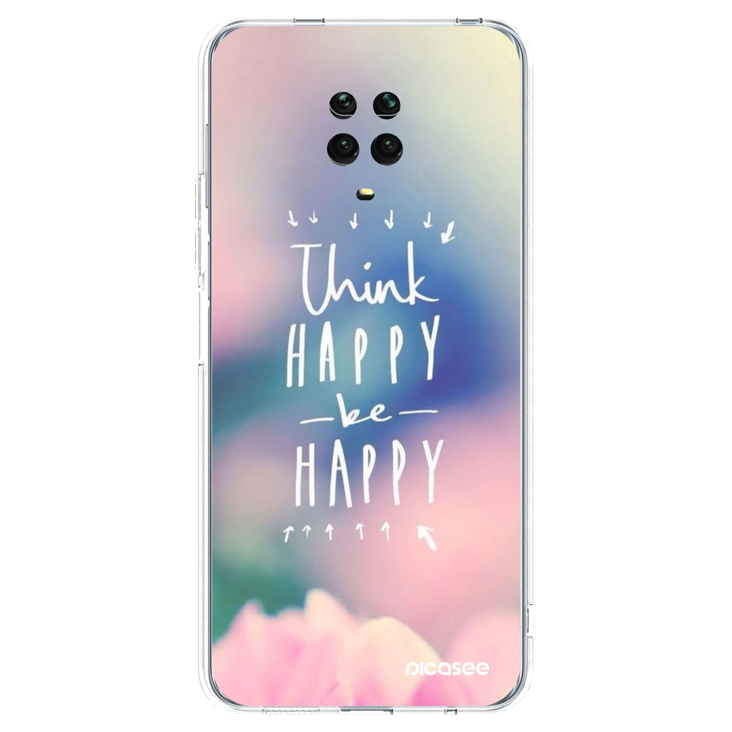 Picasee silikonowe przeźroczyste etui na Xiaomi Redmi Note 9 Pro - Think happy be happy