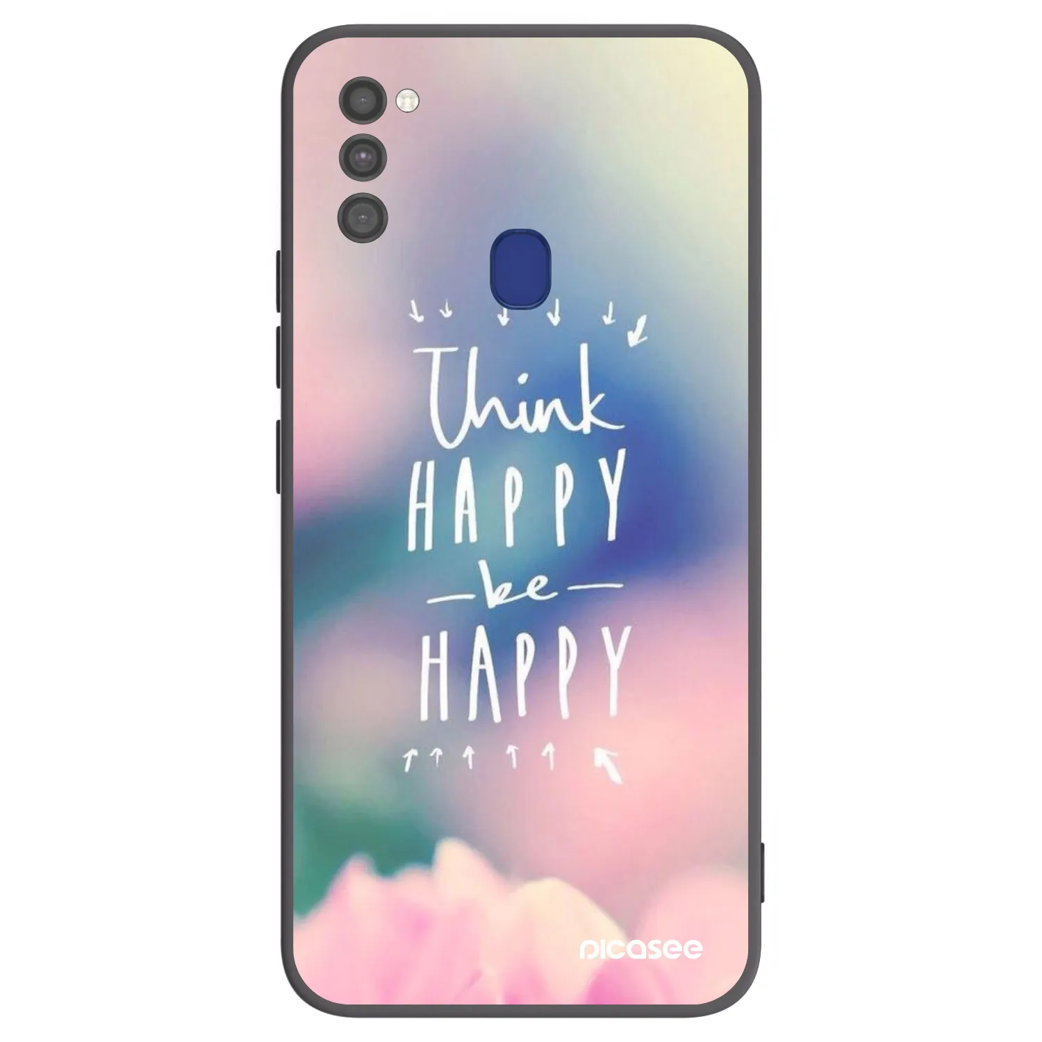 Picasee silikonowe czarne etui na Samsung Galaxy M21 M215F - Think happy be happy