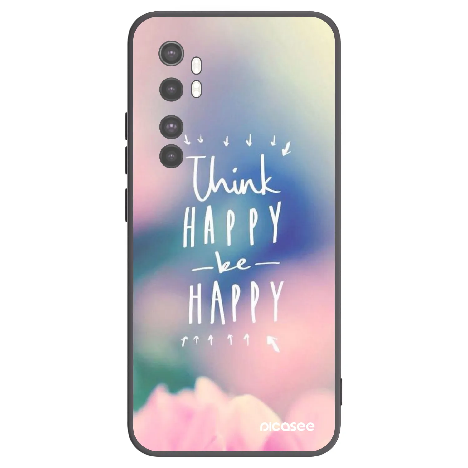 Picasee silikonowe czarne etui na Xiaomi Mi Note 10 Lite - Think happy be happy