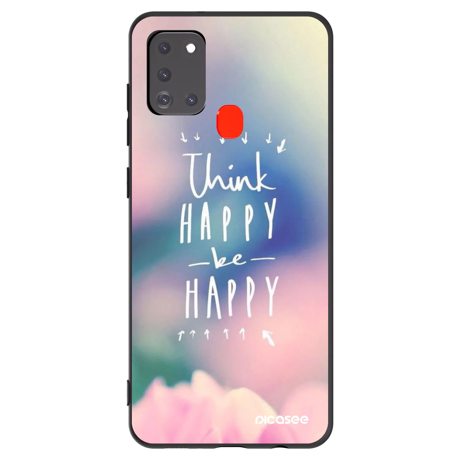 Picasee silikonowe czarne etui na Samsung Galaxy A21s - Think happy be happy