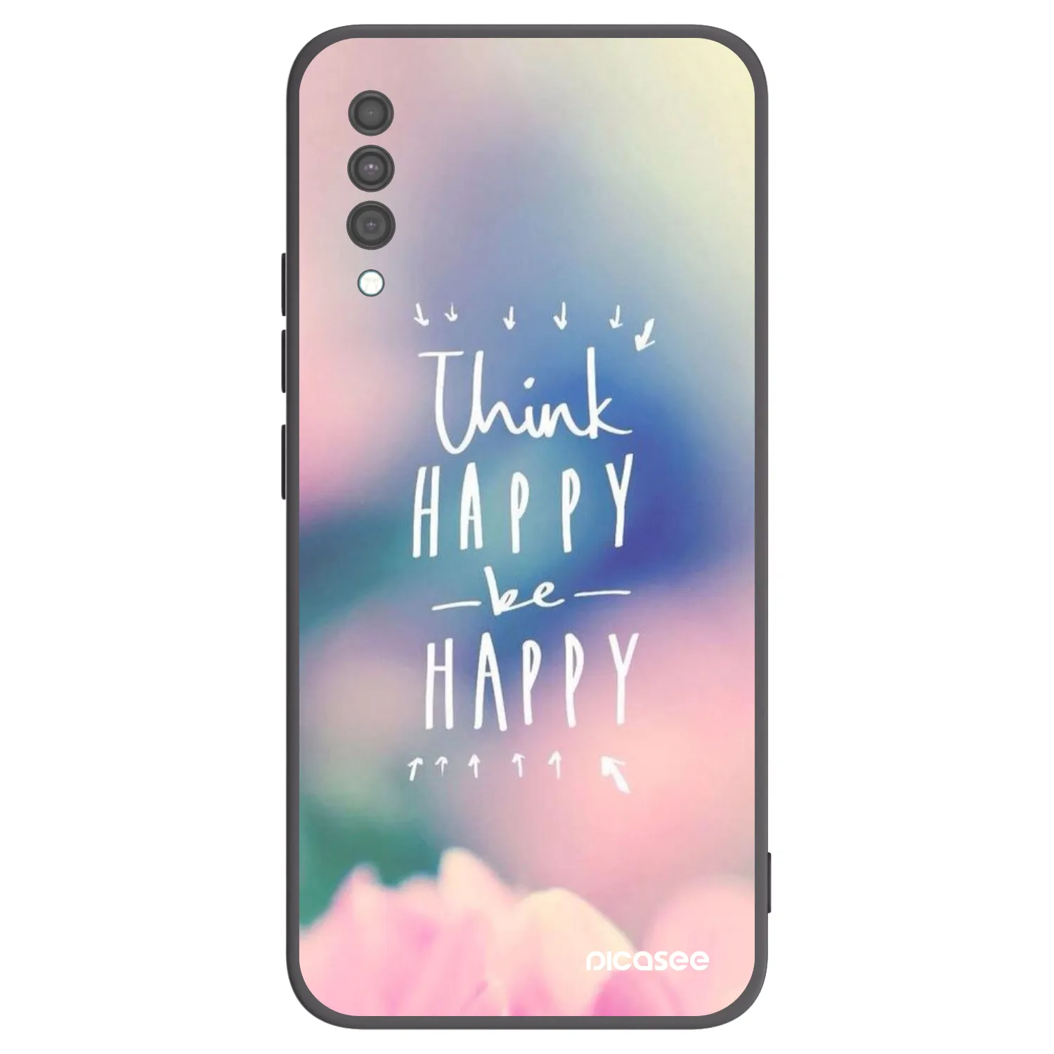 Picasee silikonowe czarne etui na Samsung Galaxy A30s A307F - Think happy be happy