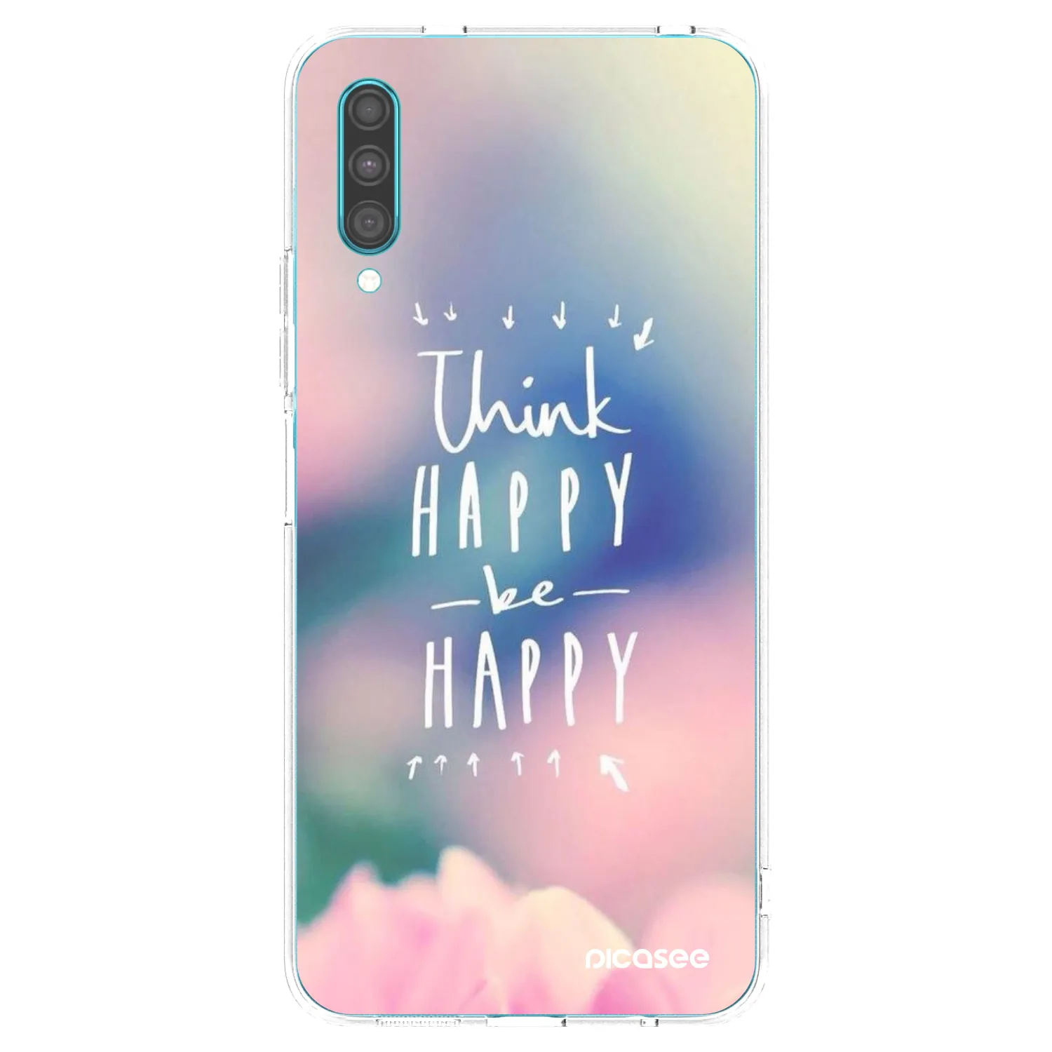 Picasee silikonowe przeźroczyste etui na Samsung Galaxy A30s A307F - Think happy be happy