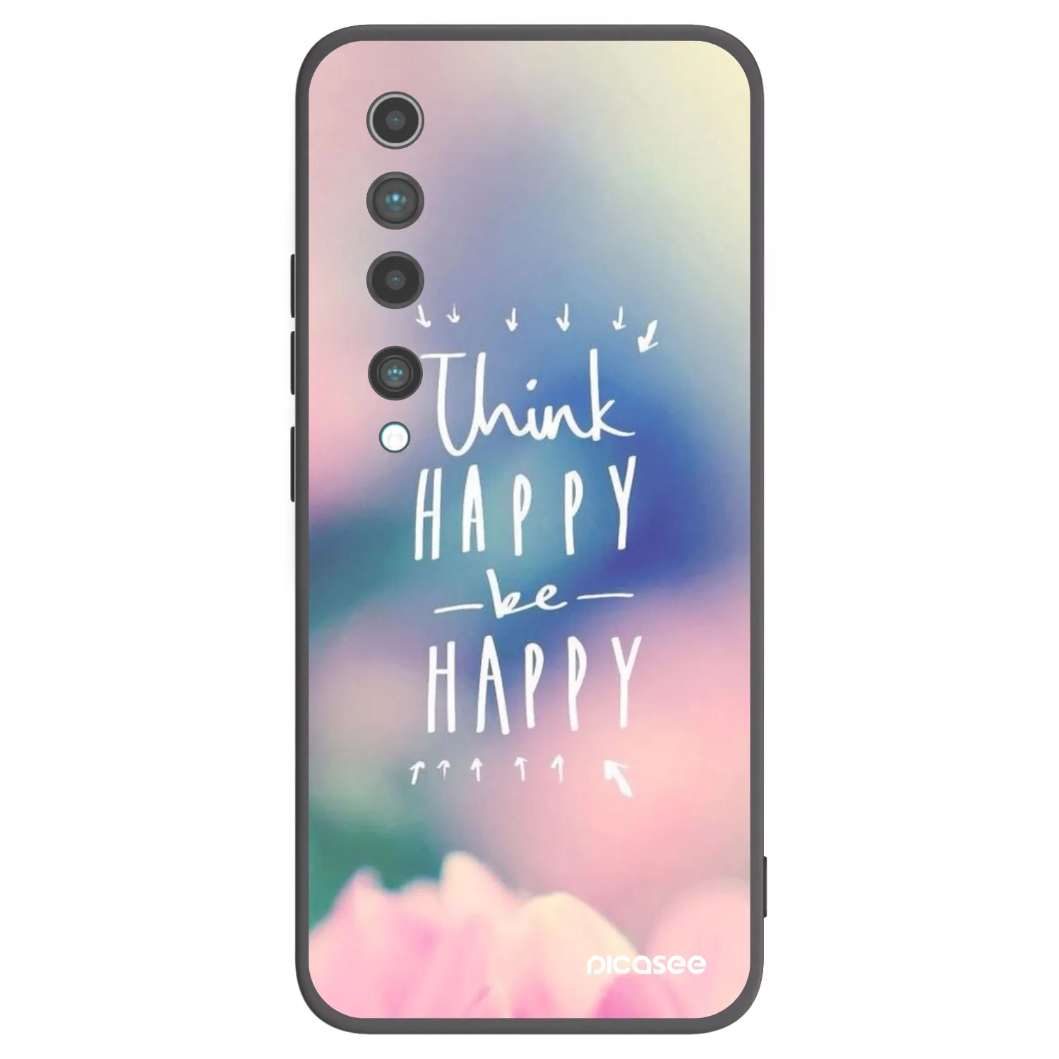 Picasee silikonowe czarne etui na Xiaomi Mi 10 - Think happy be happy