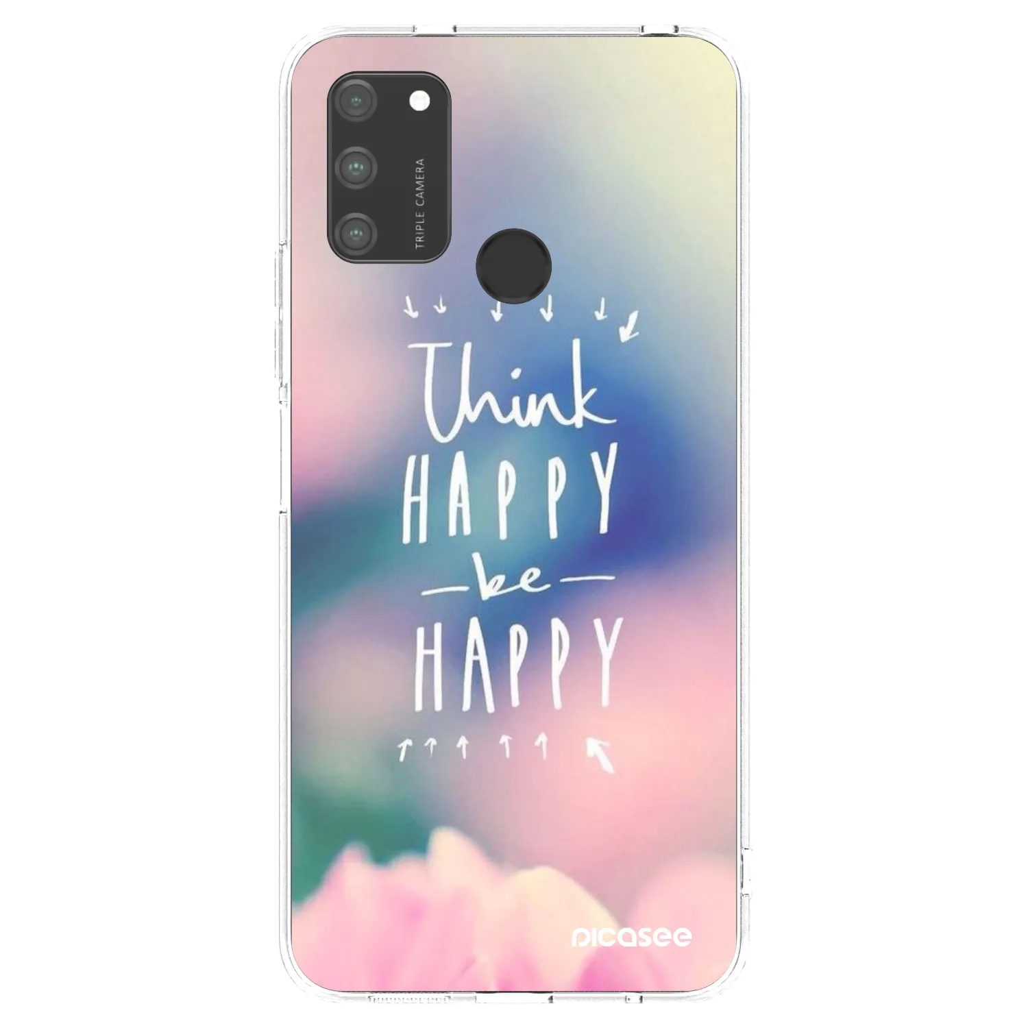 Picasee silikonowe przeźroczyste etui na Honor 9A - Think happy be happy