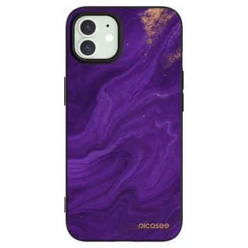 Picasee silikonowe czarne etui na Apple iPhone 12 - Purple
