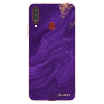 Picasee silikonowe przeźroczyste etui na Samsung Galaxy A20s - Purple