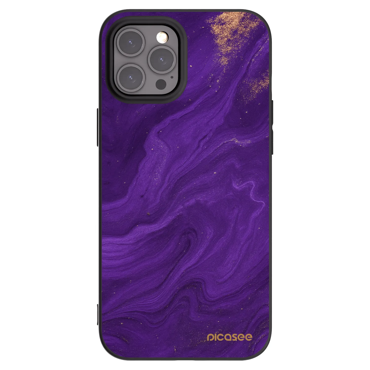 Picasee silikonowe czarne etui na Apple iPhone 12 Pro Max - Purple