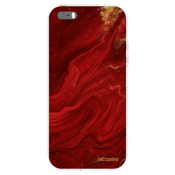 Picasee silikonowe przeźroczyste etui na Apple iPhone 5/5S/SE - Red