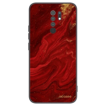 Picasee silikonowe czarne etui na Xiaomi Redmi 9 - Red