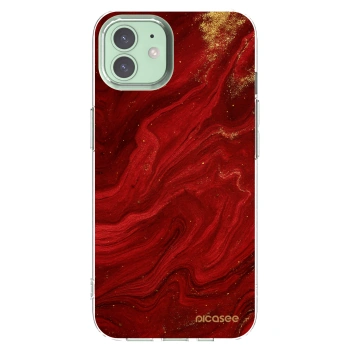 Picasee silikonowe przeźroczyste etui na Apple iPhone 12 Pro - Red