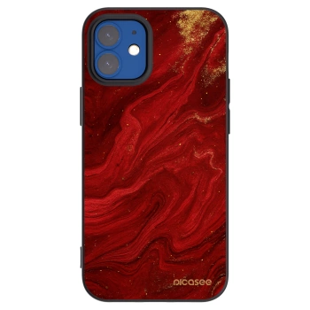 Picasee silikonowe czarne etui na Apple iPhone 12 mini - Red